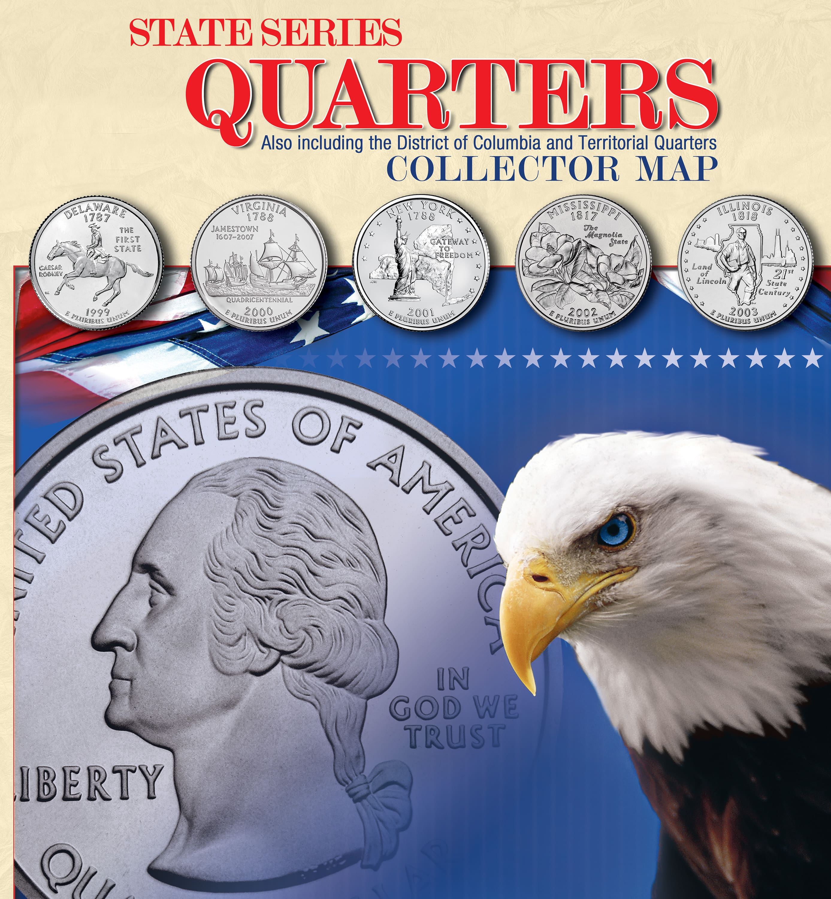 Whitman® Collector Oversized Coin Map - Statehood, D.C., and Territorial Quarters: 1999-2009 (Single Mint) - Image 2