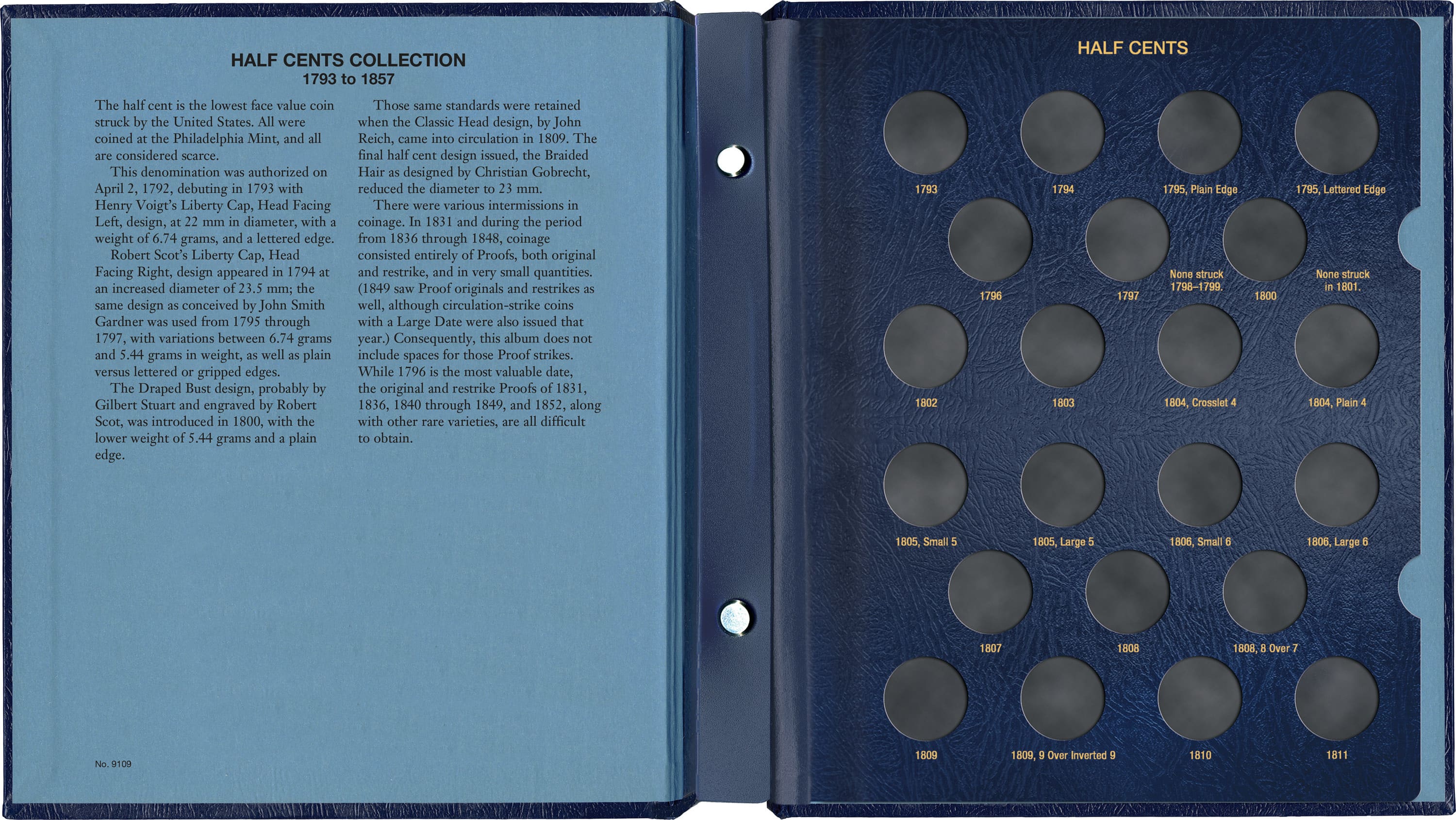 Whitman Classic® Coin Album – U.S. Half Cents: 1793-1857 (P Mint)