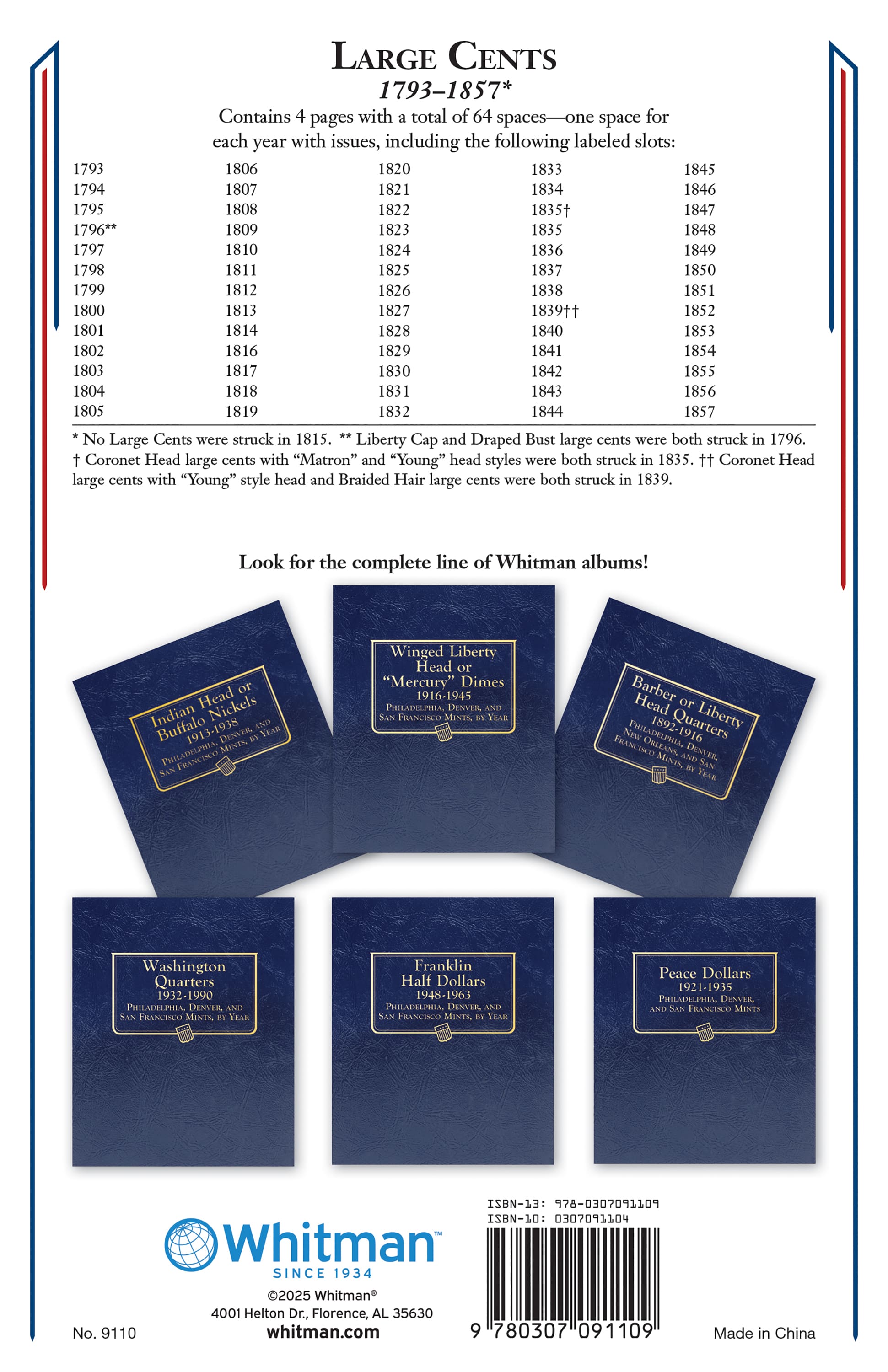 Whitman Classic® Coin Album – U.S. Large Cents: 1793-1857 (P Mint)