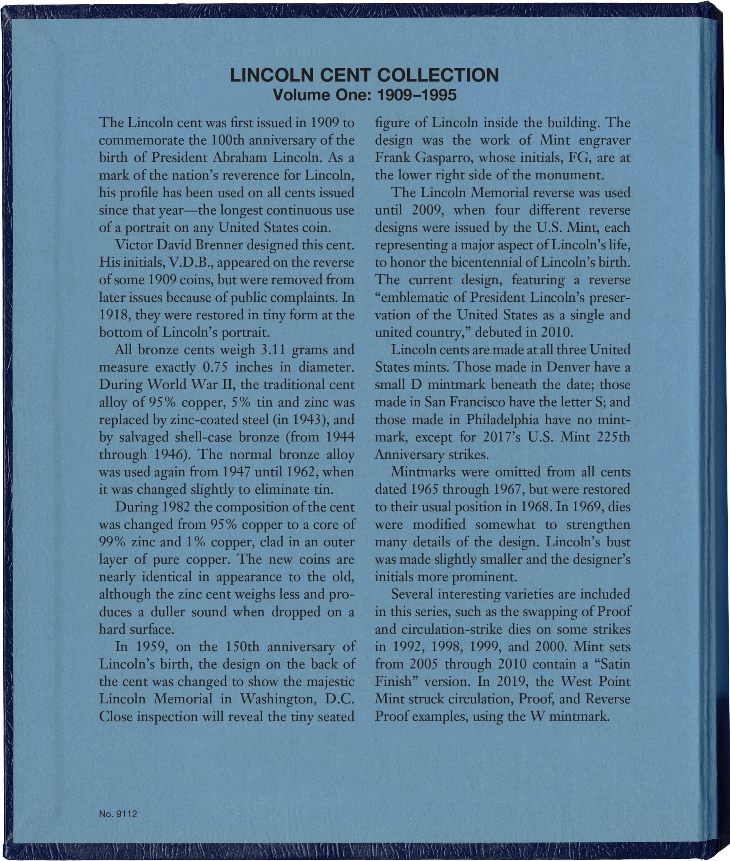 Whitman Classic® Coin Album – Lincoln Cents Volume #1: 1909-1995 (P, D, & S Mints)