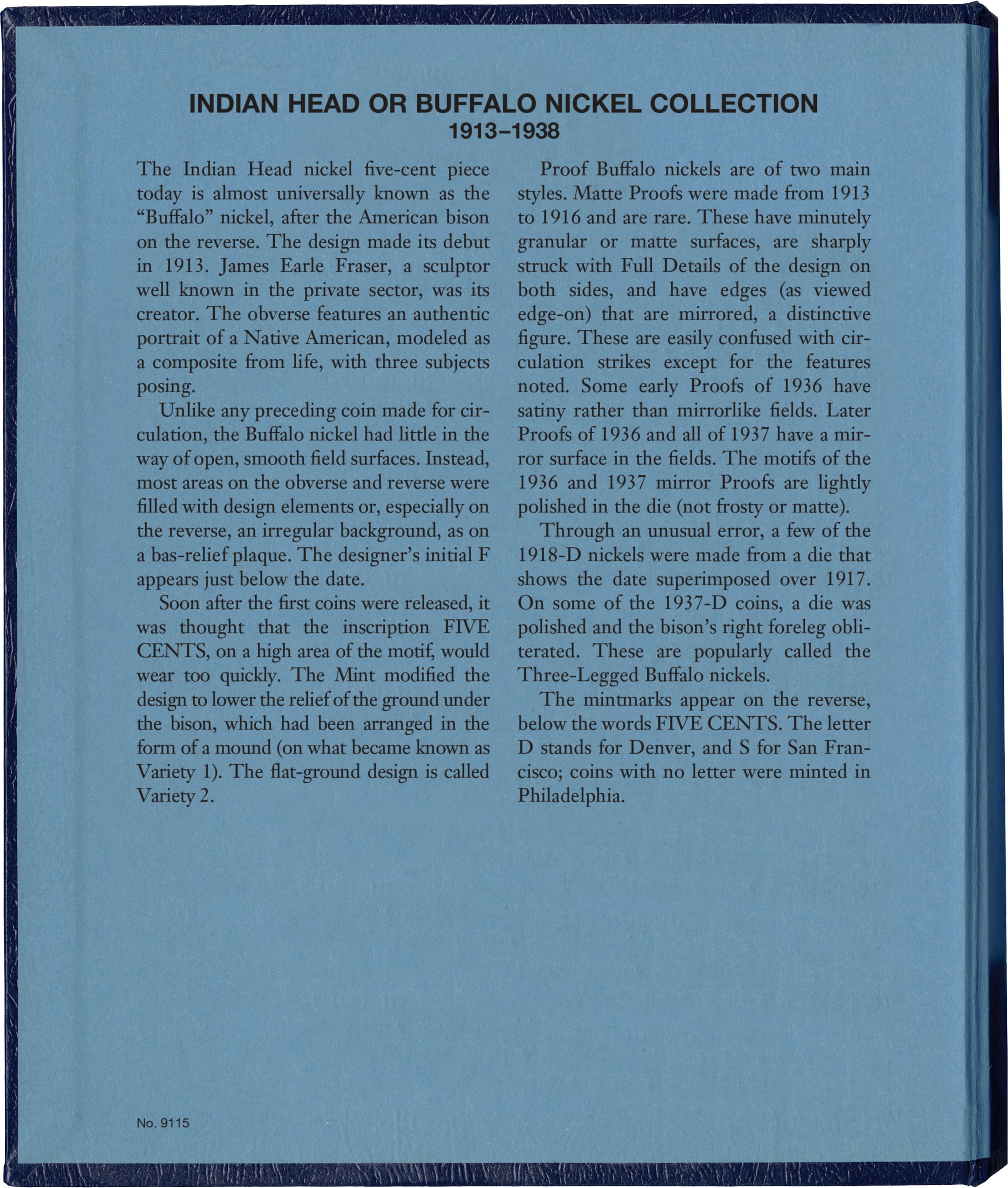 Whitman Classic® Coin Album – Buffalo Nickels: 1913-1938 (P, D, & S Mints)
