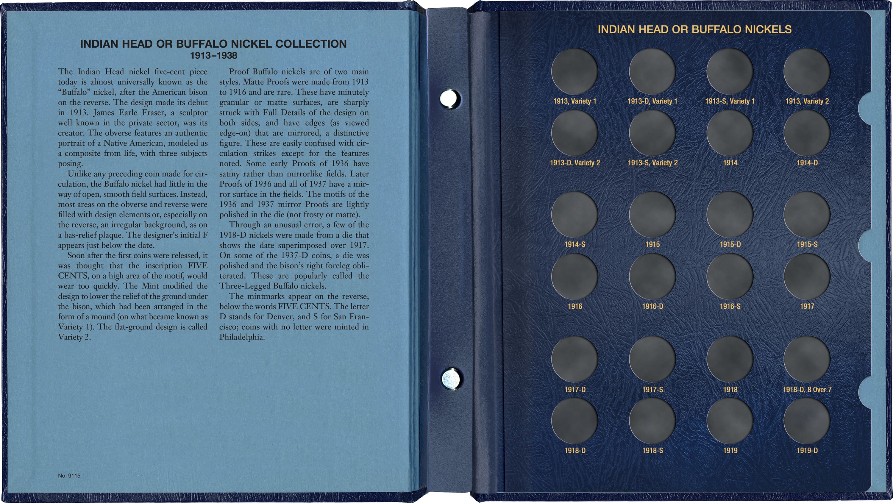 Whitman Classic® Coin Album – Buffalo Nickels: 1913-1938 (P, D, & S Mints)