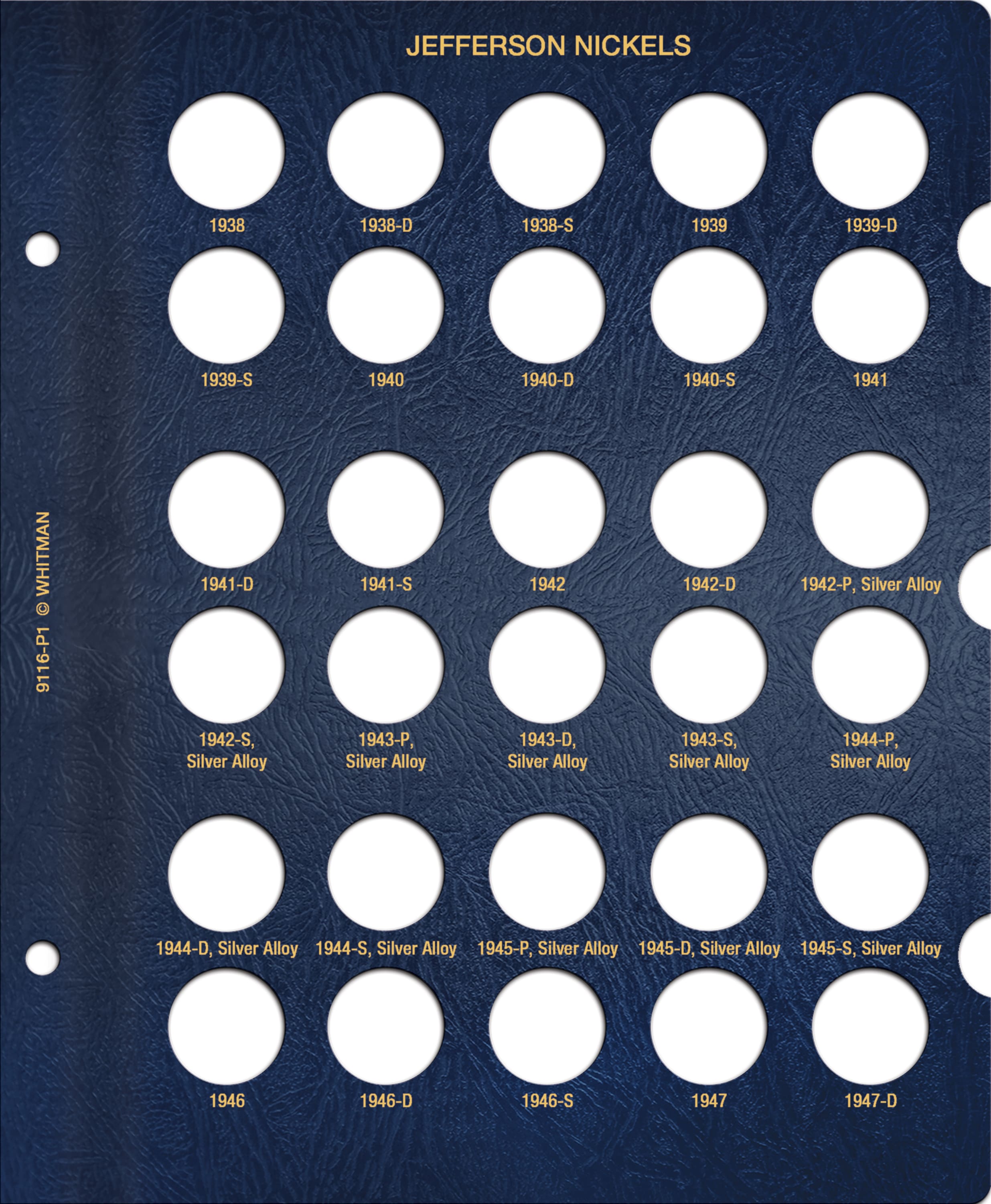 COINS OF ALL NATIONS ファイル２冊　150シート Whitman Classic® Coin Album - Jefferson Nickels Volume #1: 1938
