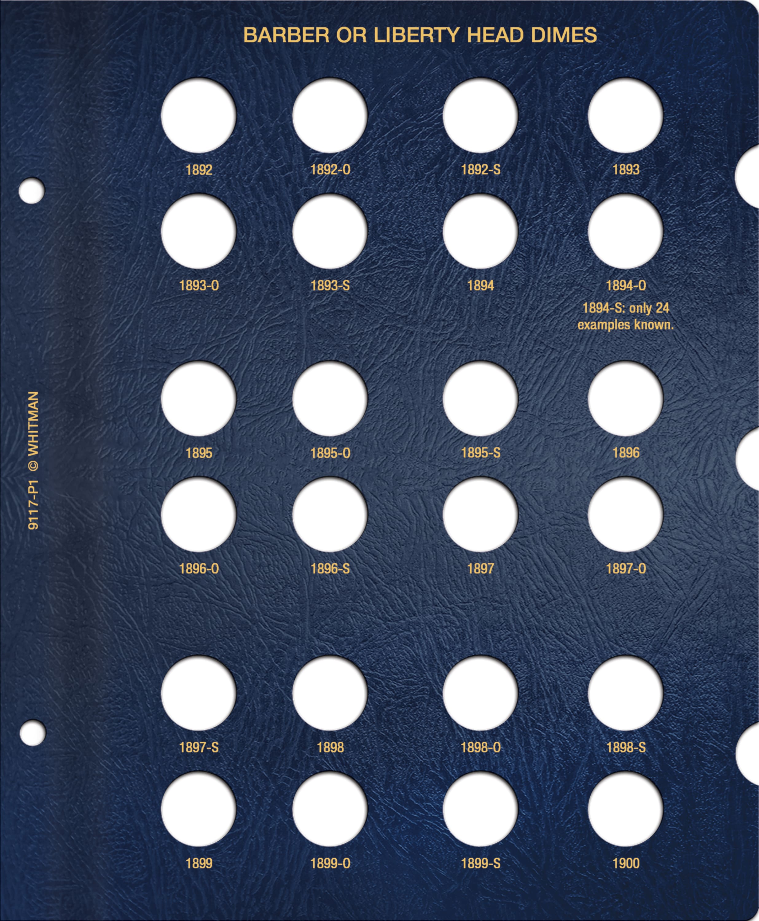 Whitman Classic® Coin Album – Barber (Liberty Head) Dimes: 1892-1916 (P, D, O, & S Mints)