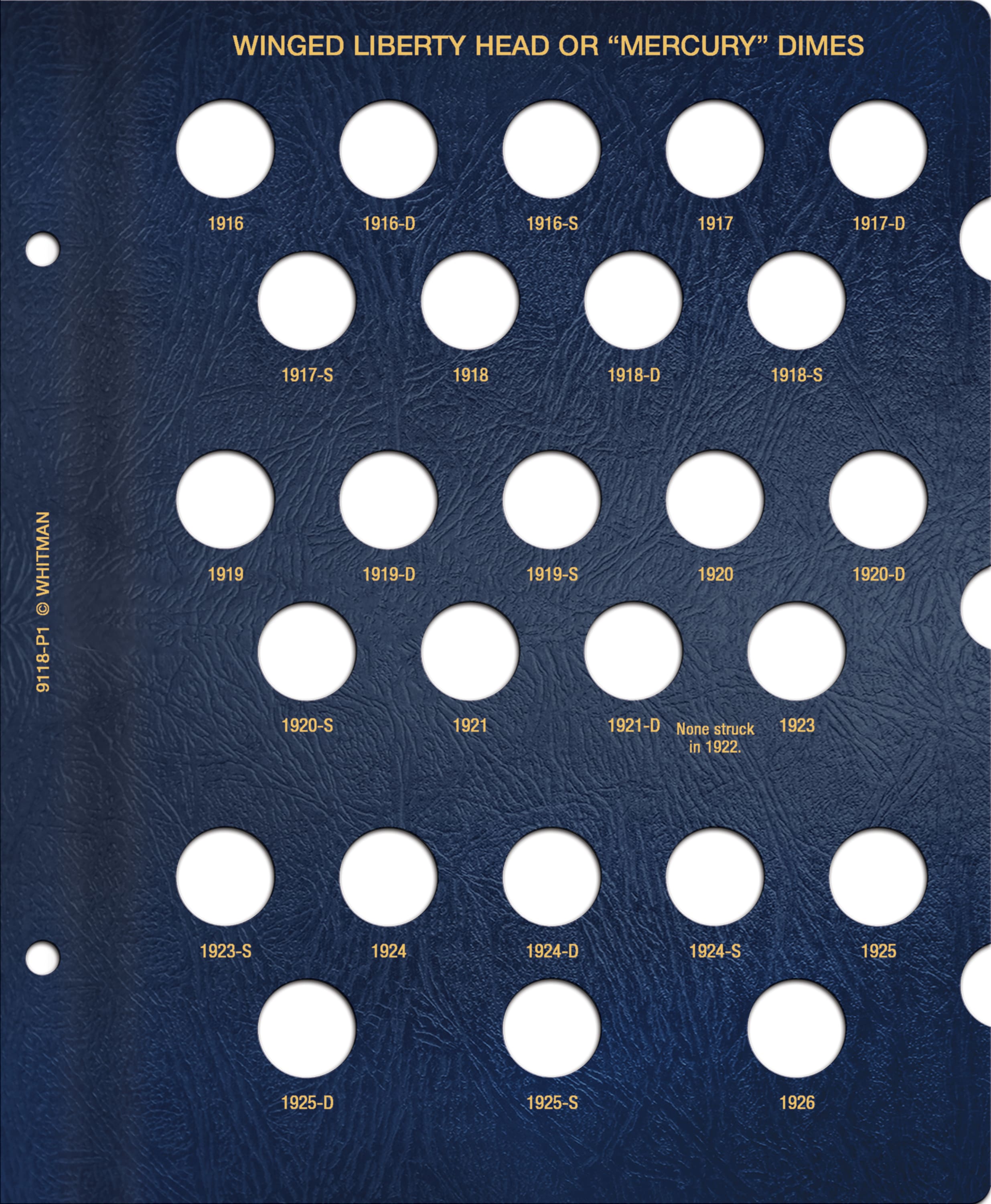 Whitman Classic® Coin Album – Mercury (Winged Liberty Head) Dimes: 1916-1945 (P, D, & S Mints)