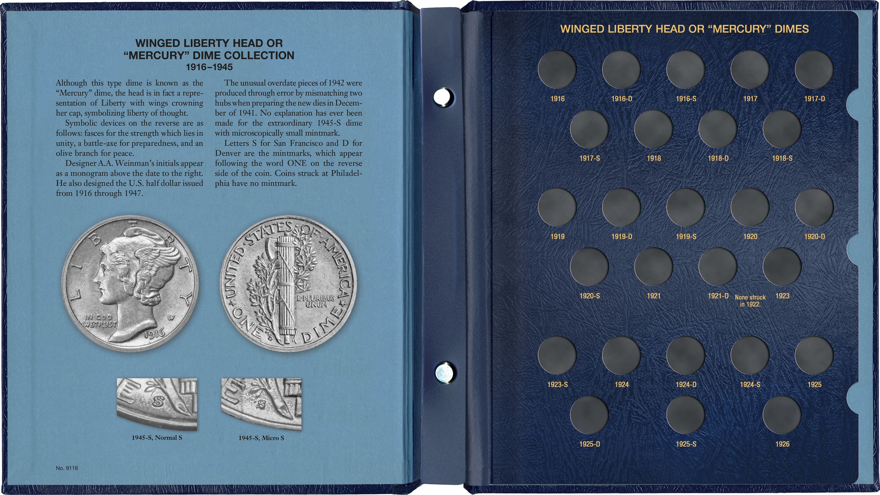 Whitman Classic® Coin Album – Mercury (Winged Liberty Head) Dimes: 1916-1945 (P, D, & S Mints)