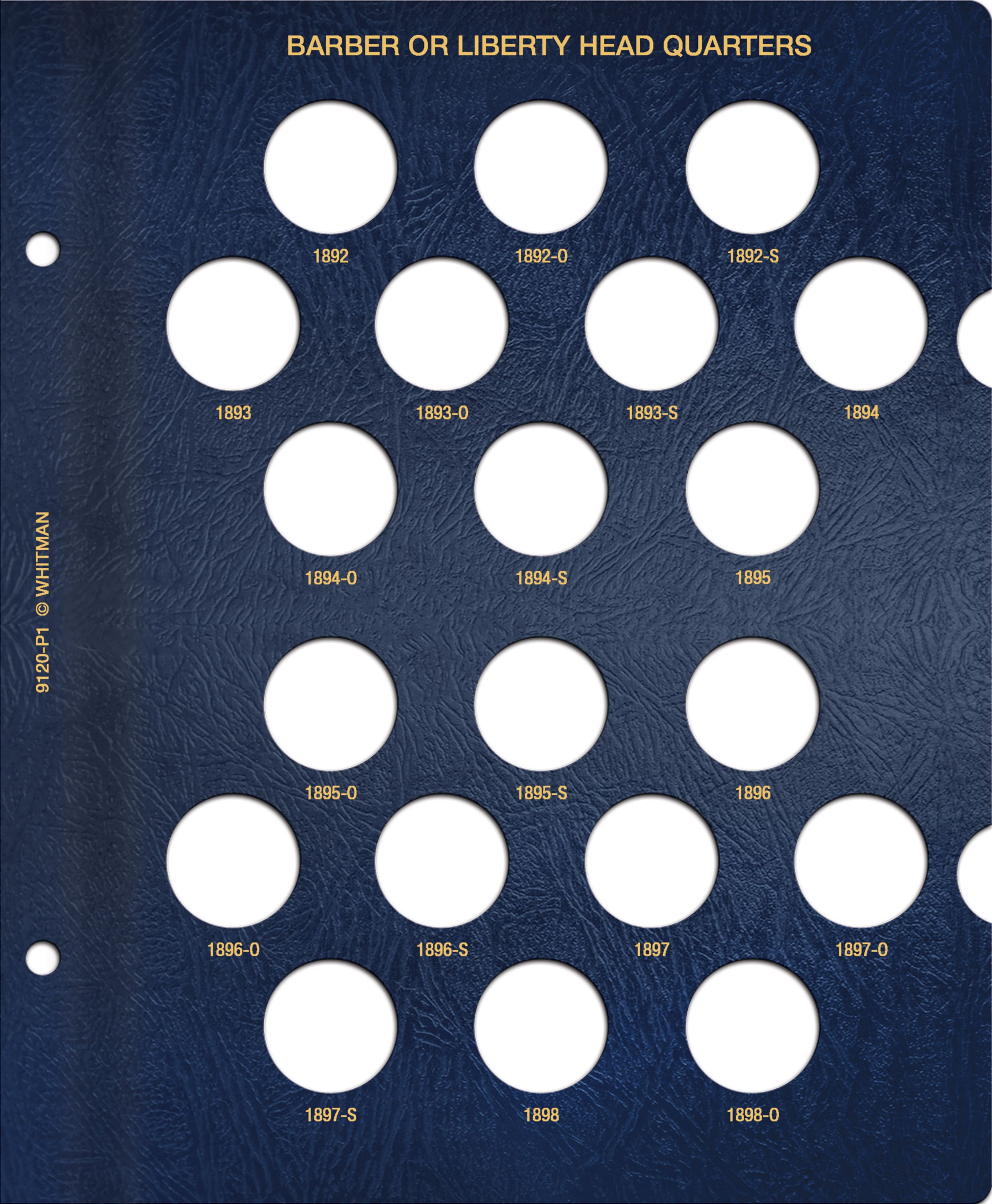 Whitman Classic® Coin Album – Barber (Liberty Head) Quarters: 1892-1916 (P, D, O, & S Mints)