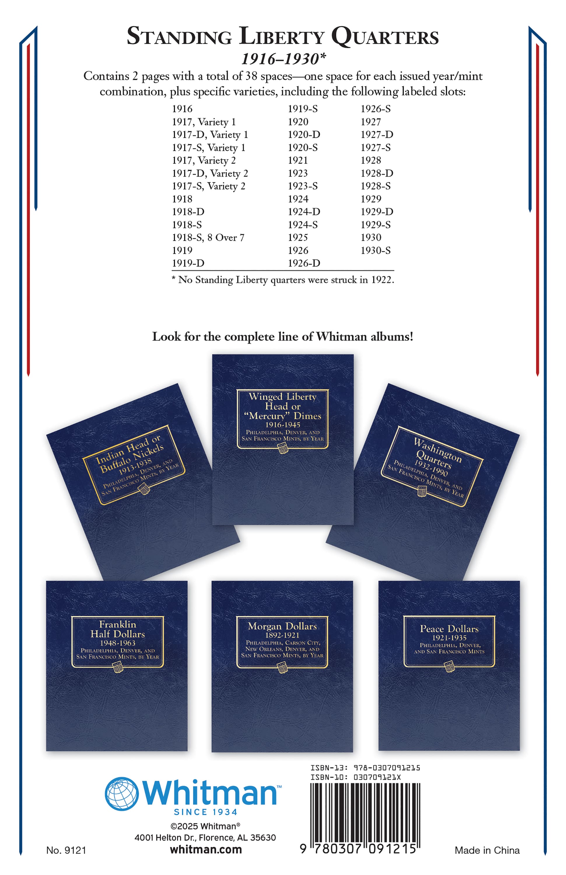 Whitman Classic® Coin Album – Standing Liberty Quarters: 1916-1930 (P, D, & S Mints)
