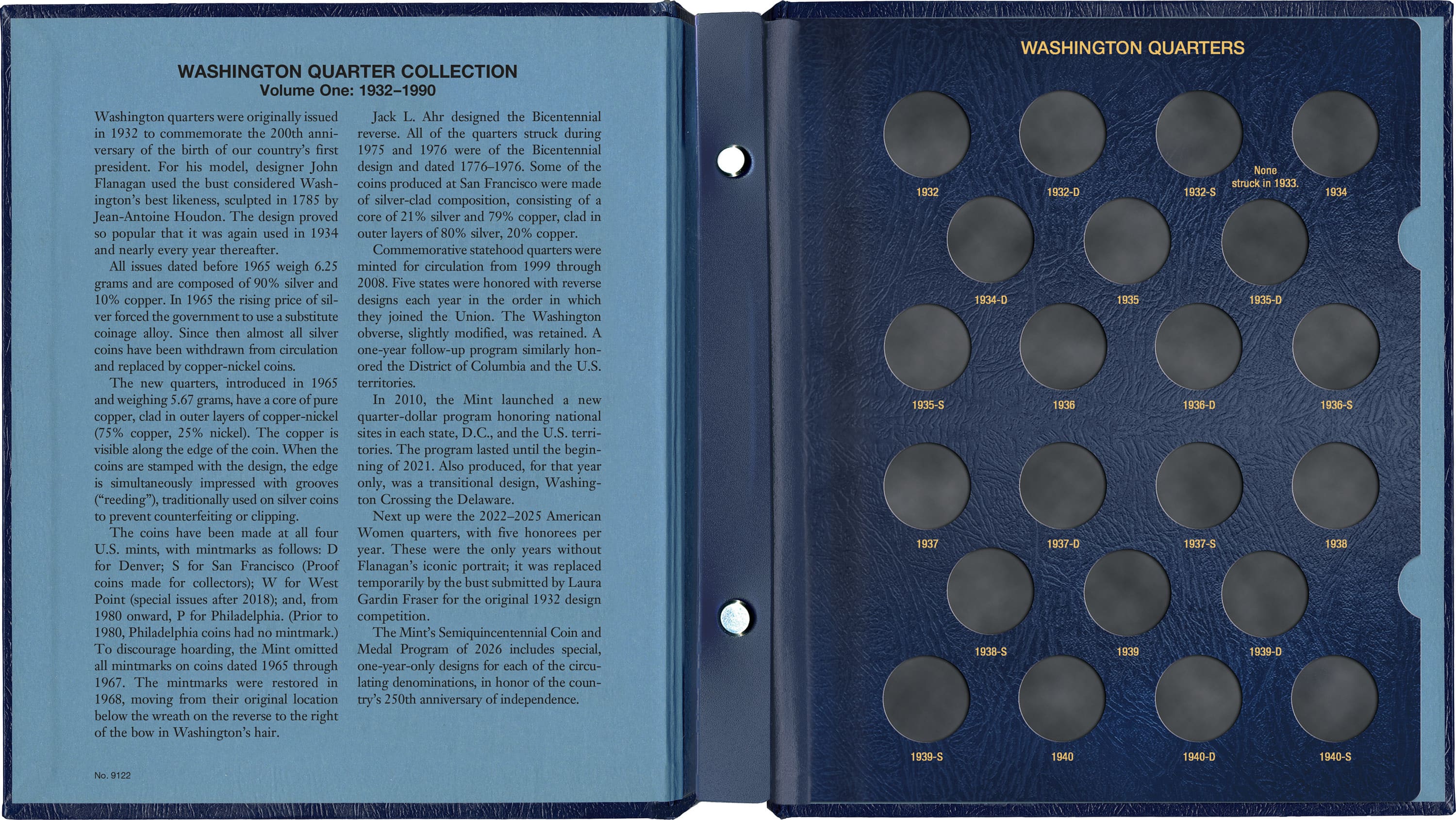 Whitman Classic® Coin Album – Washington Quarters Volume #1: 1932-1990 (P, D, & S Mints)
