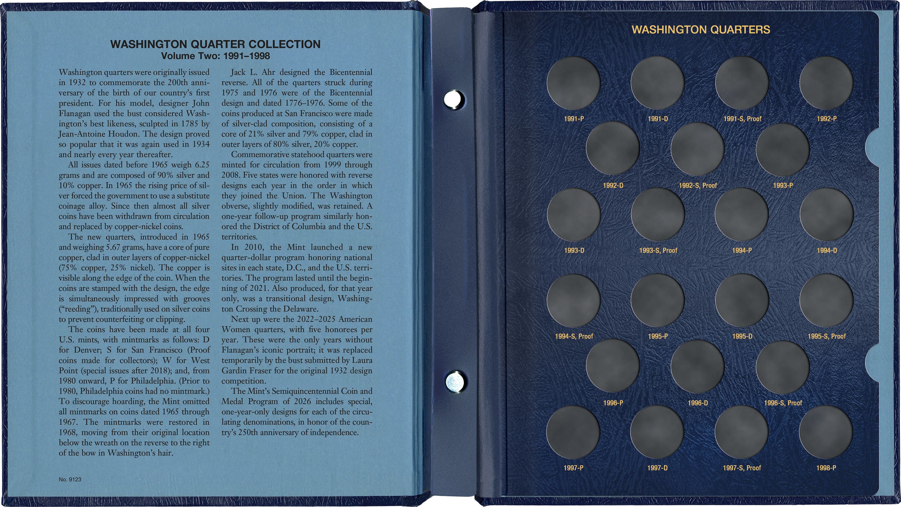 Whitman Classic® Coin Album – Washington Quarters Volume #2: 1991-1998 (P, D, & S Mints)