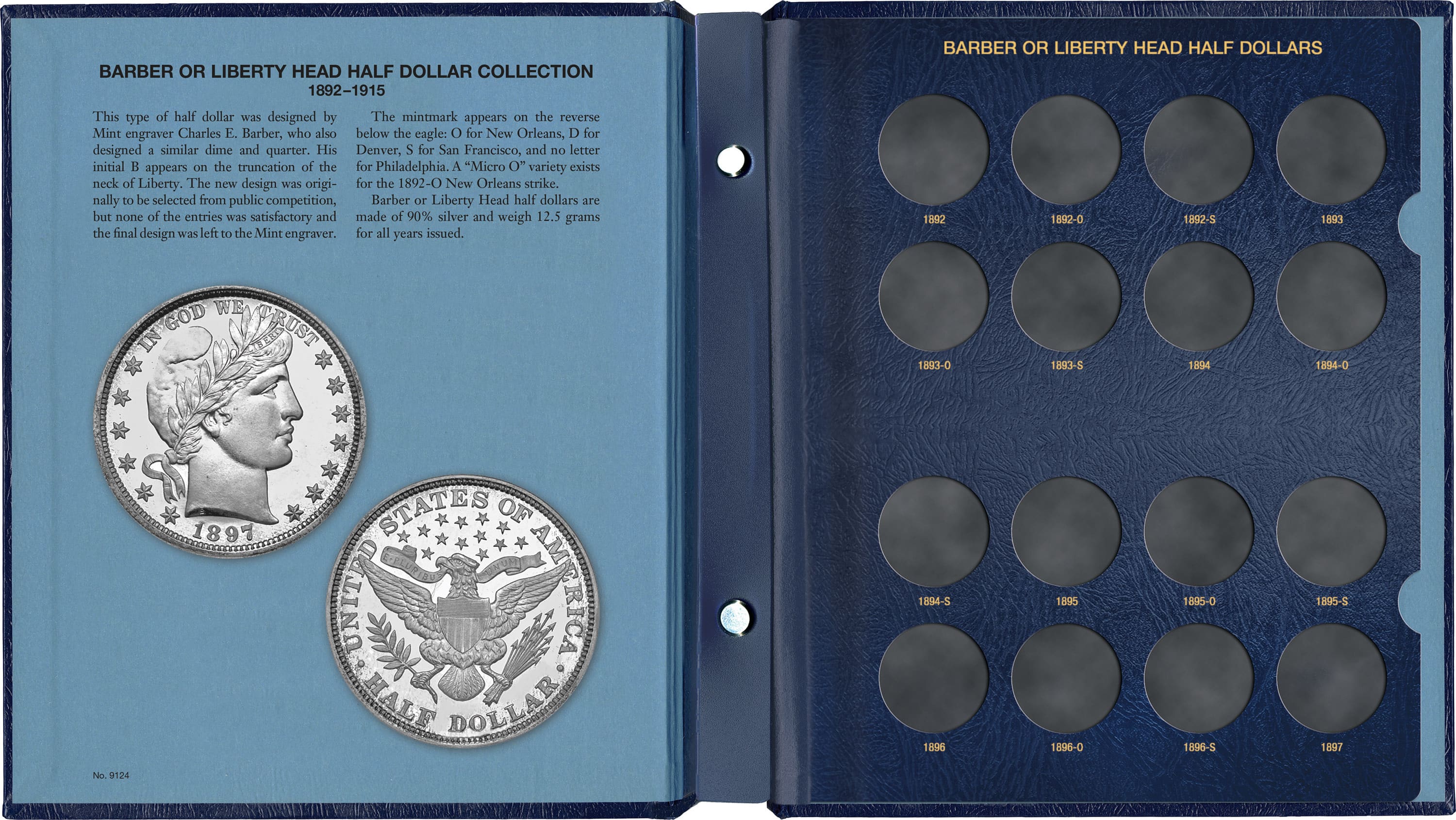 Whitman Classic® Coin Album – Barber (Liberty Head) Half Dollars: 1892-1915 (P, D, O, & S Mints)