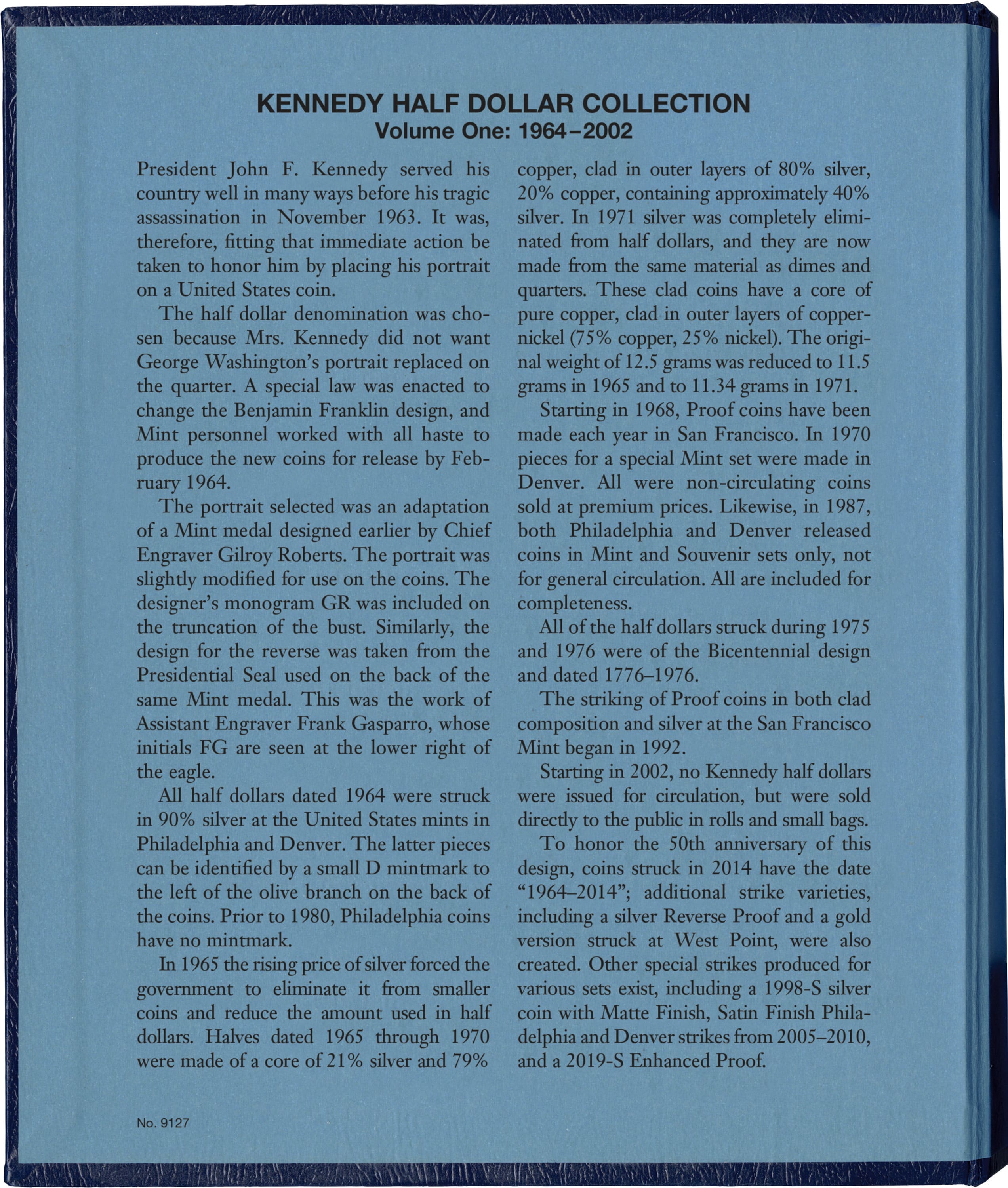 Whitman Classic® Coin Album – Kennedy Half Dollars Volume #1: 1964-2002 (P, D, & S Mints)