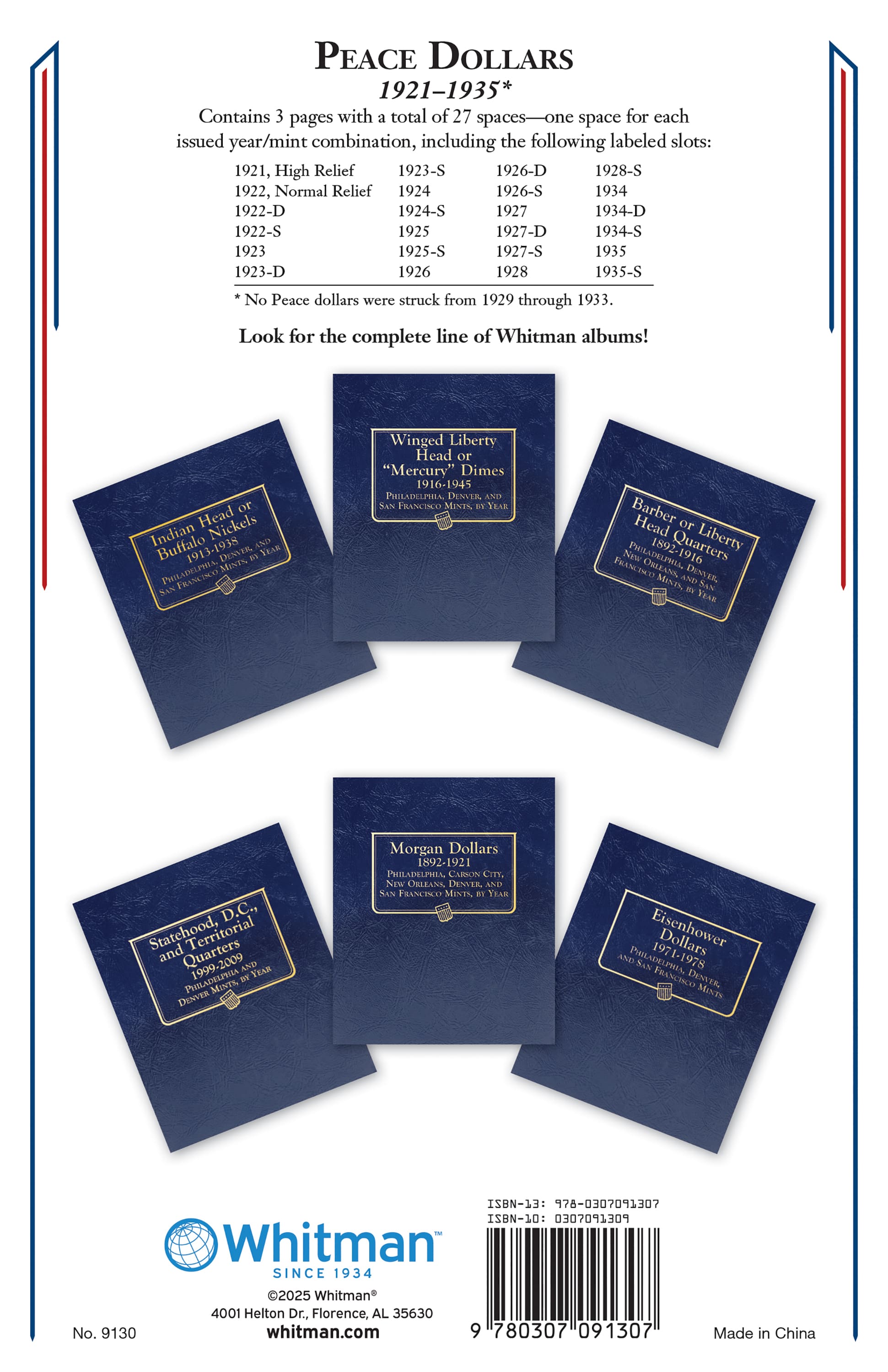 Whitman Classic® Coin Album – Peace Dollars: 1921-1935 (P, D, & S Mints)