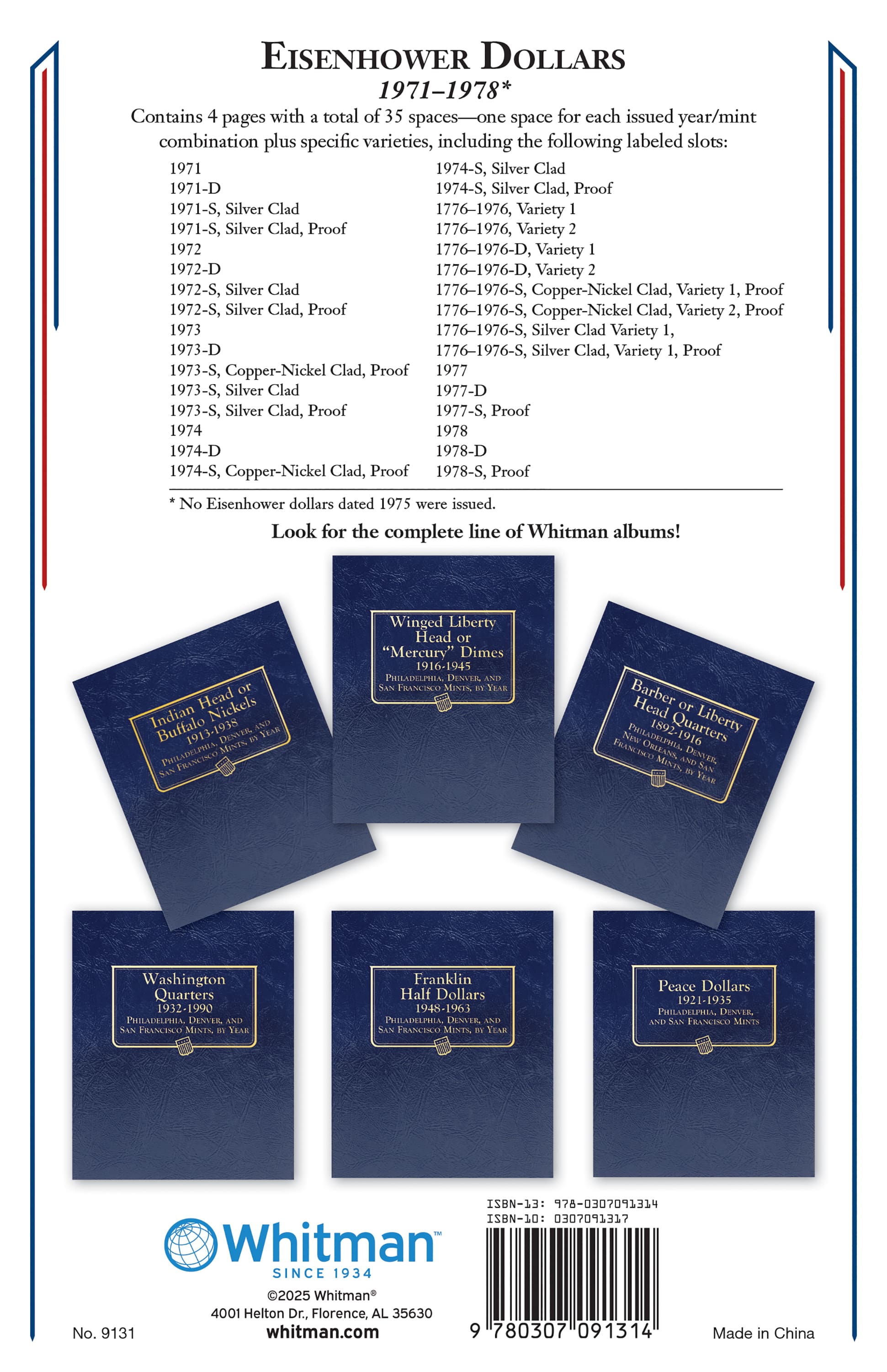 Whitman Classic® Coin Album  – Eisenhower Dollars: 1971-1978 (P, D, & S Mints)