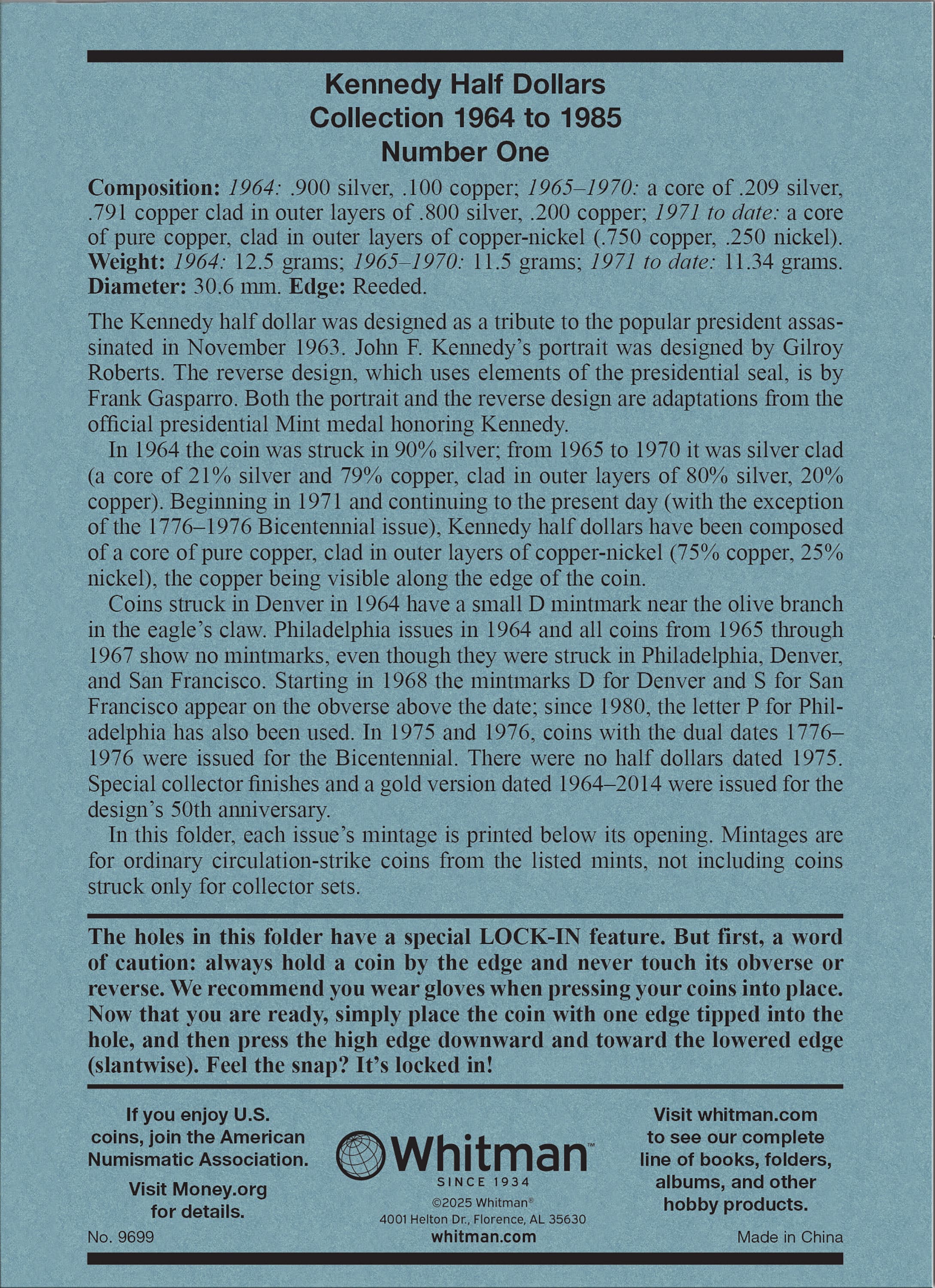 Official Whitman® Coin Folder – Kennedy Half Dollars Collection #1: 1964-1985