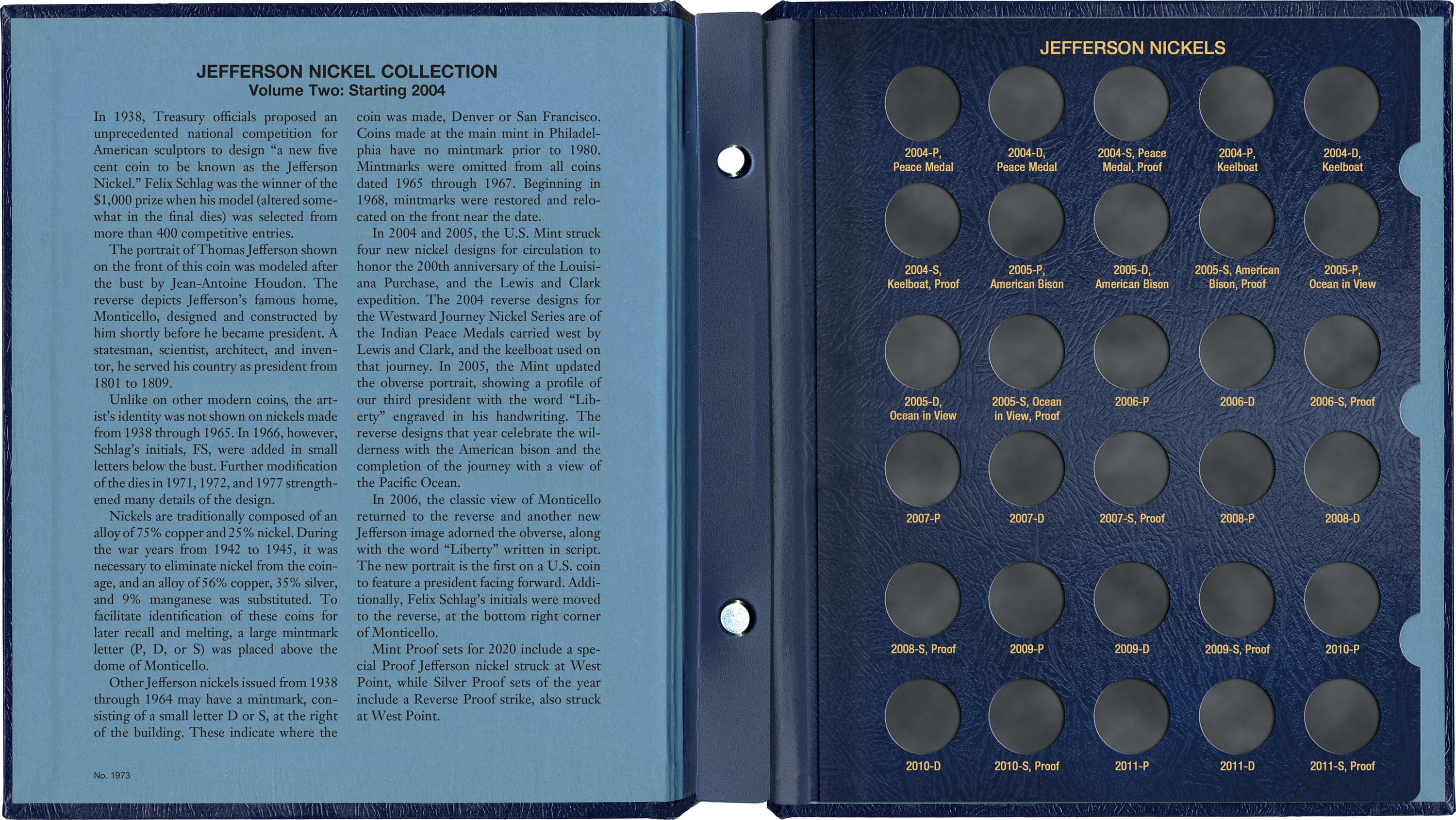 Whitman Classic® Coin Album – Jefferson Nickels Volume #2: Starting 2004 (P, D, S, & W Mints)