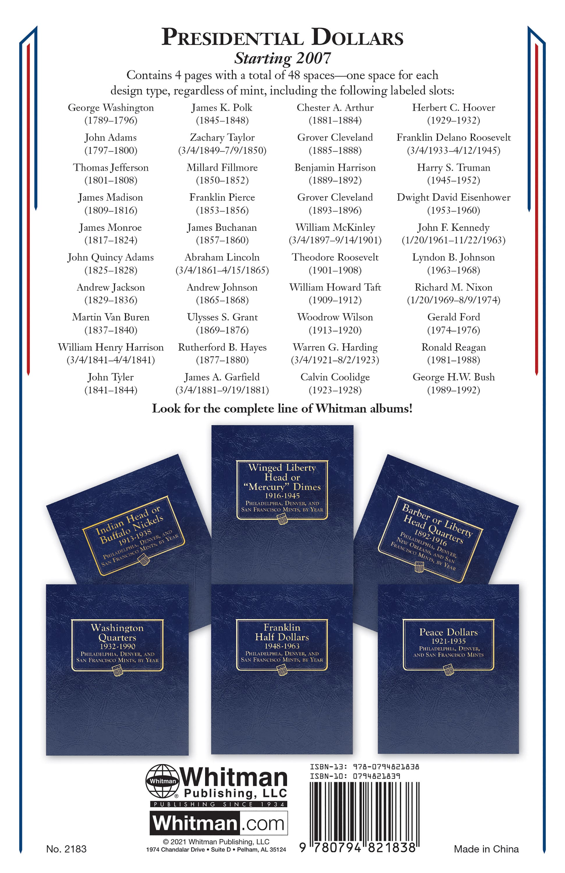 Whitman Classic® Coin Album – Presidential Dollars: Starting 2007 (Single Mint)