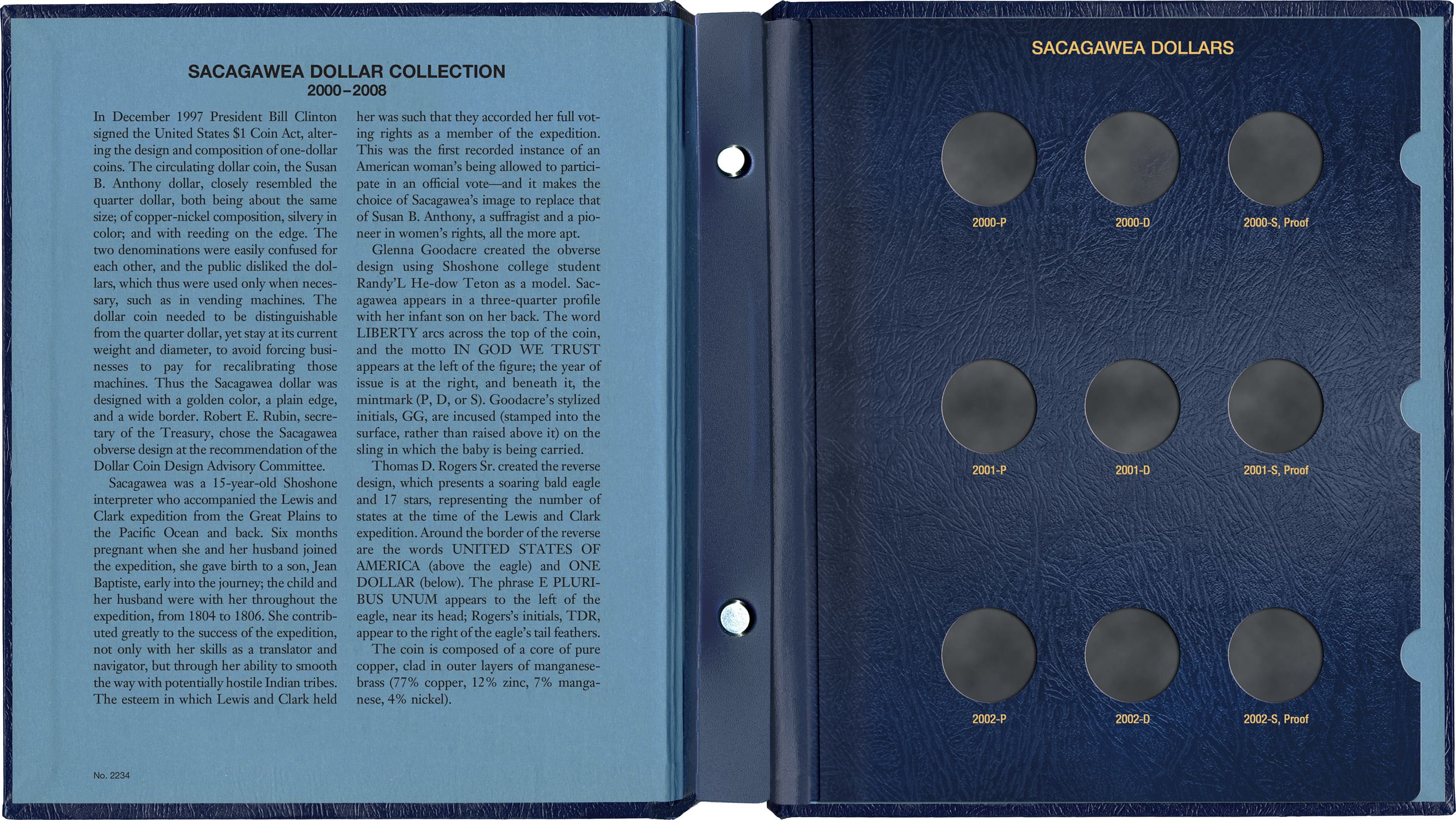 Whitman Classic® Coin Album – Sacagawea Dollars: 2000-2008 (P, D, & S Mints)