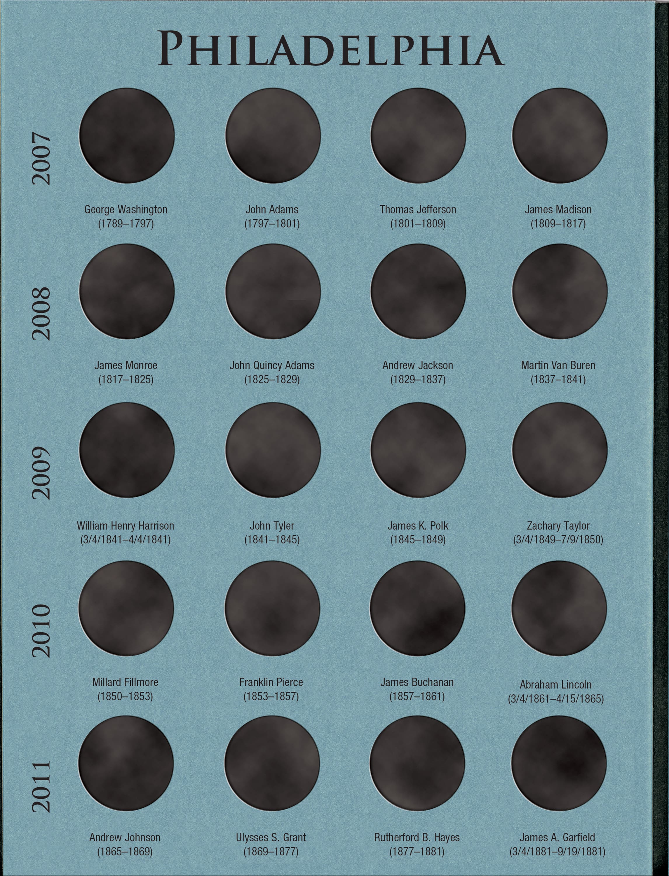 Official Whitman® Deluxe Coin Folder – Presidential Dollars: 2007-2016 (P & D Mints)
