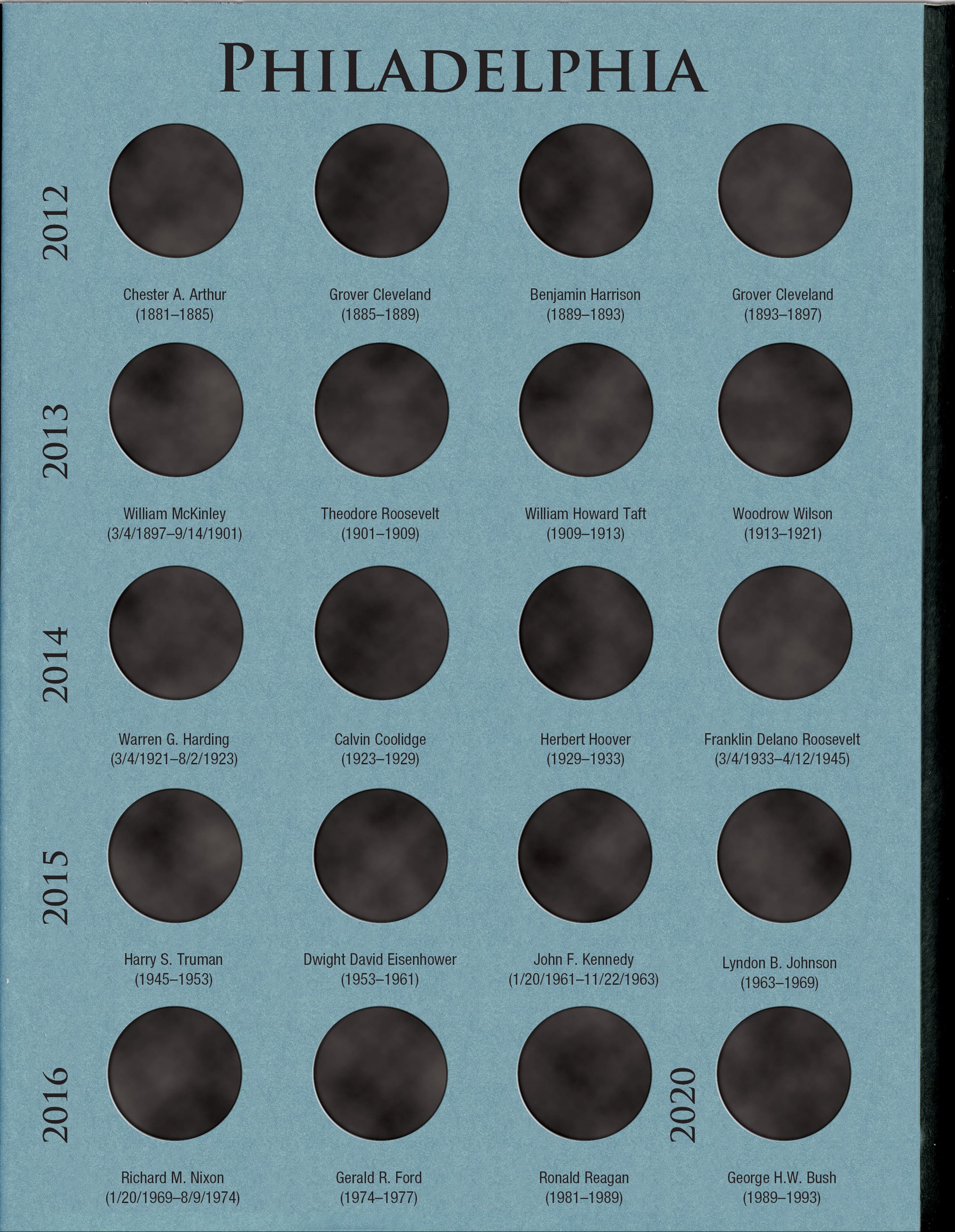 Official Whitman® Deluxe Coin Folder – Presidential Dollars: 2007-2016 (P & D Mints)
