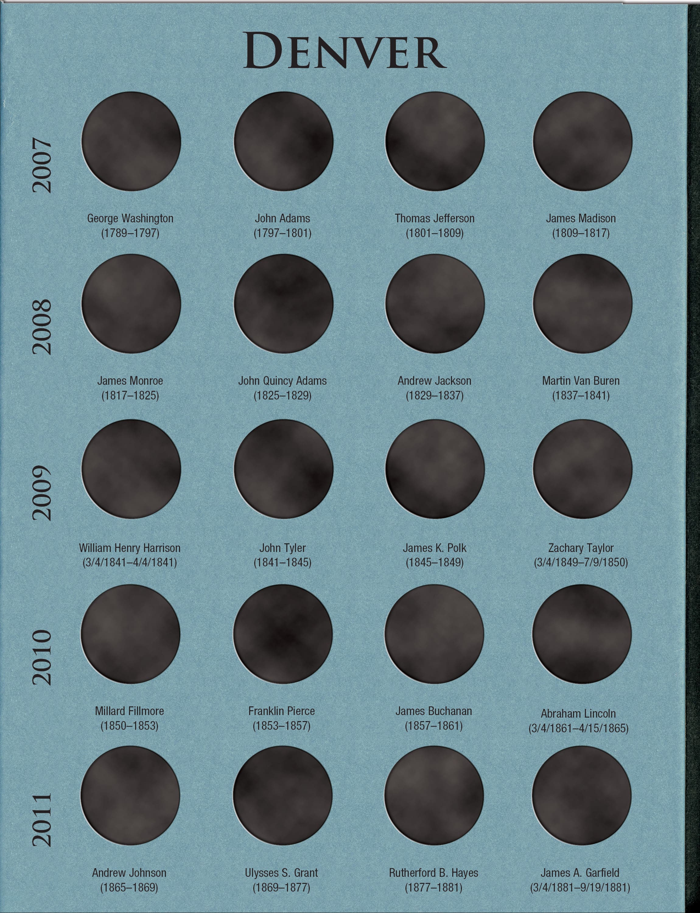 Official Whitman® Deluxe Coin Folder – Presidential Dollars: 2007-2016 (P & D Mints)