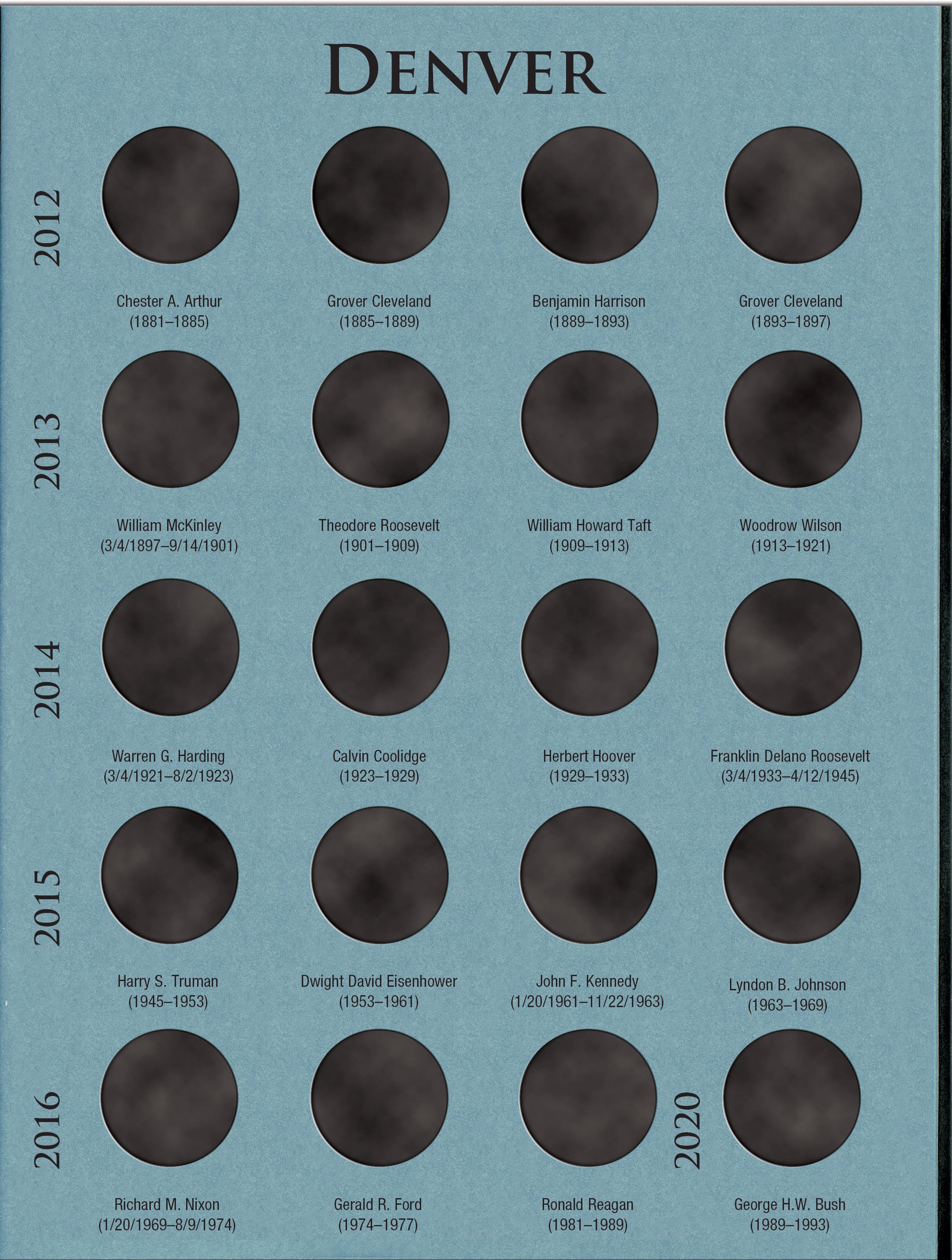 Official Whitman® Deluxe Coin Folder – Presidential Dollars: 2007-2016 (P & D Mints)