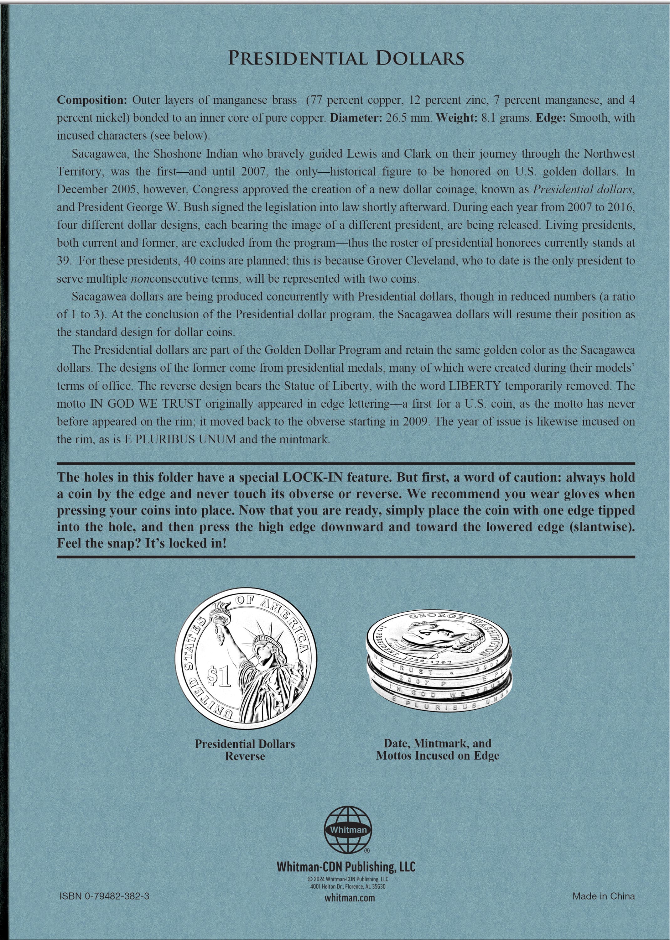 Official Whitman® Deluxe Coin Folder – Presidential Dollars: 2007-2016 (P & D Mints)