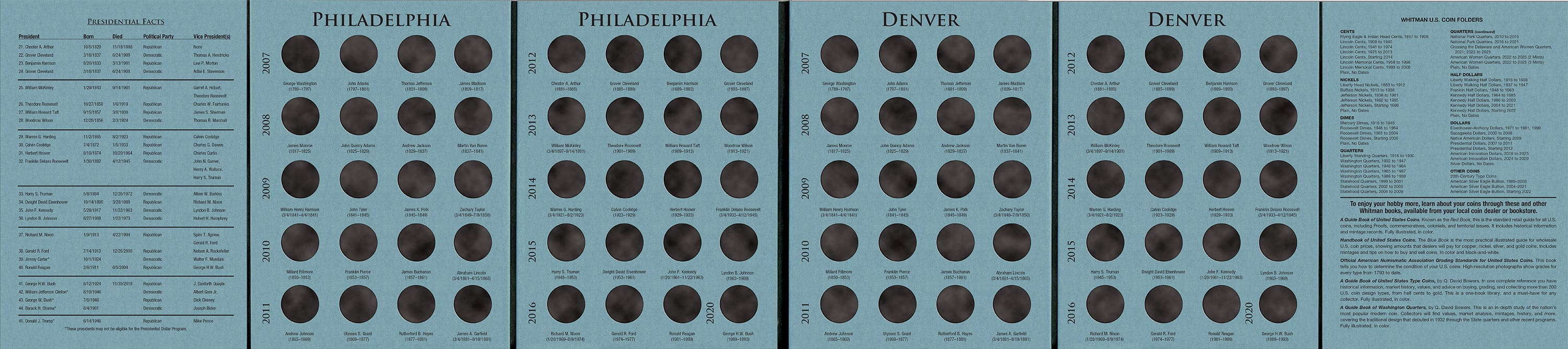 Official Whitman® Deluxe Coin Folder – Presidential Dollars: 2007-2016 (P & D Mints)