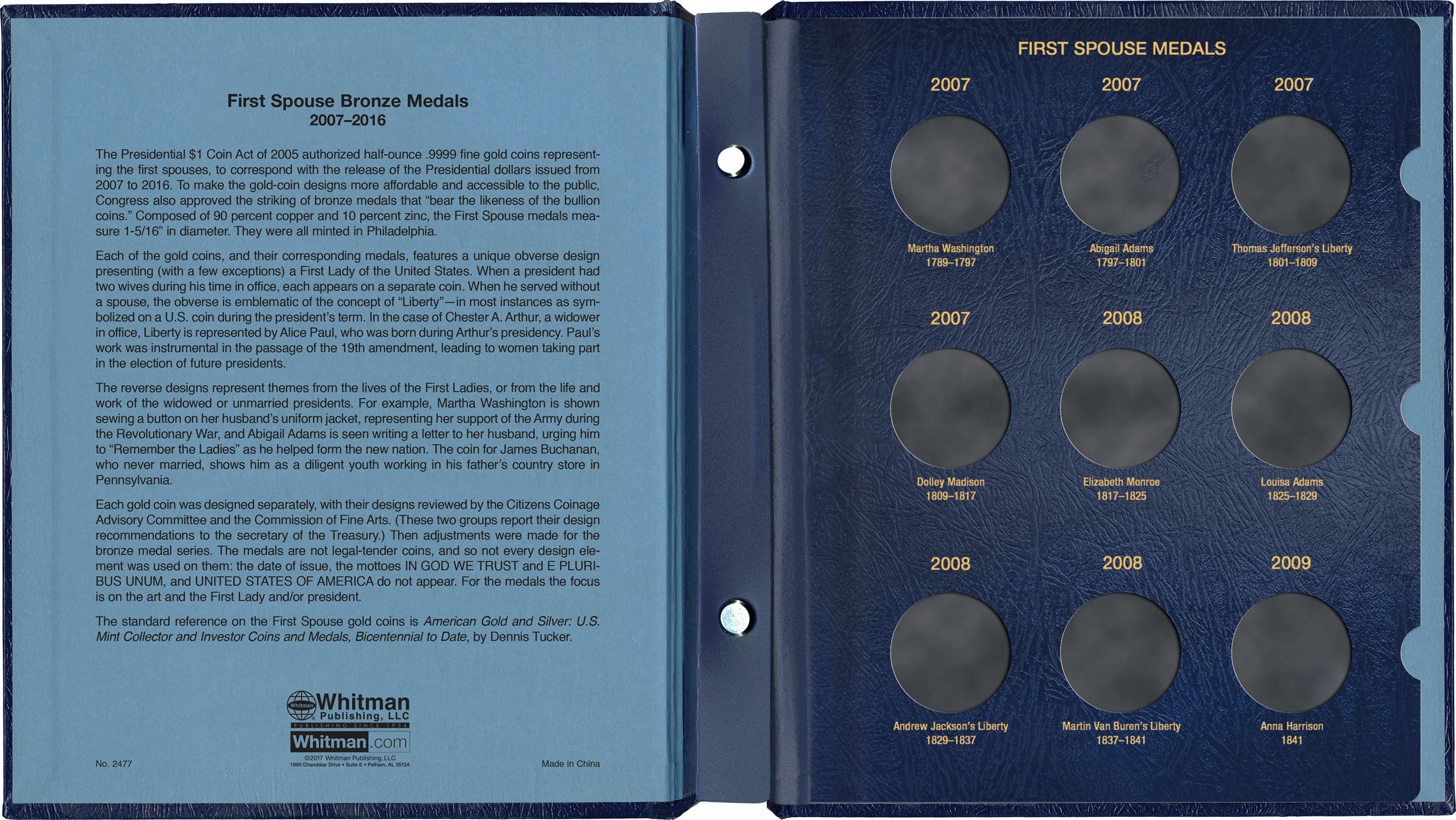 Whitman Classic® Coin Album – Presidential First Spouse Medals: 2007-2016