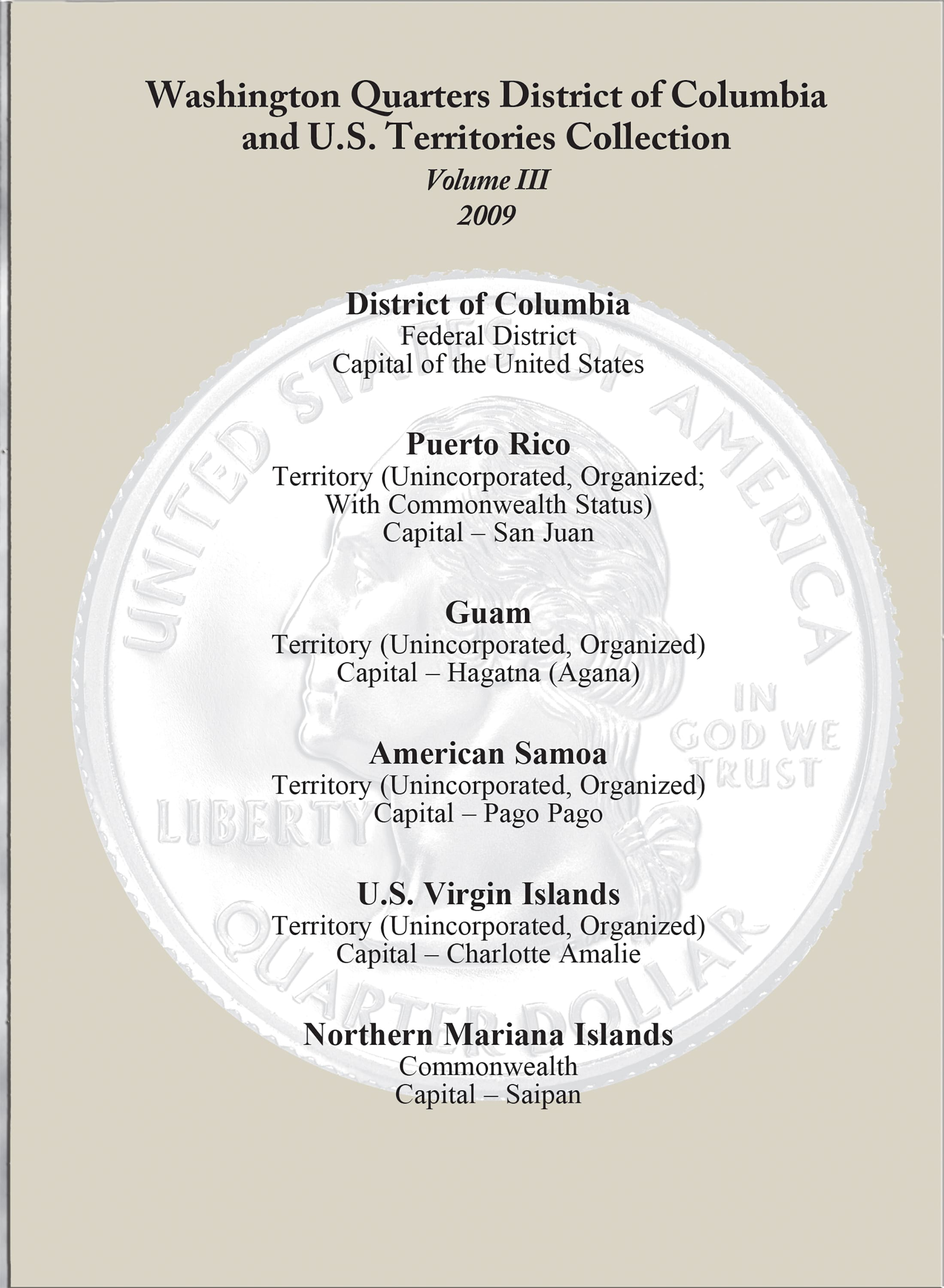 H.E. Harris® Coin Folder – Washington Quarters D.C. & Territories Collection #3: 2009