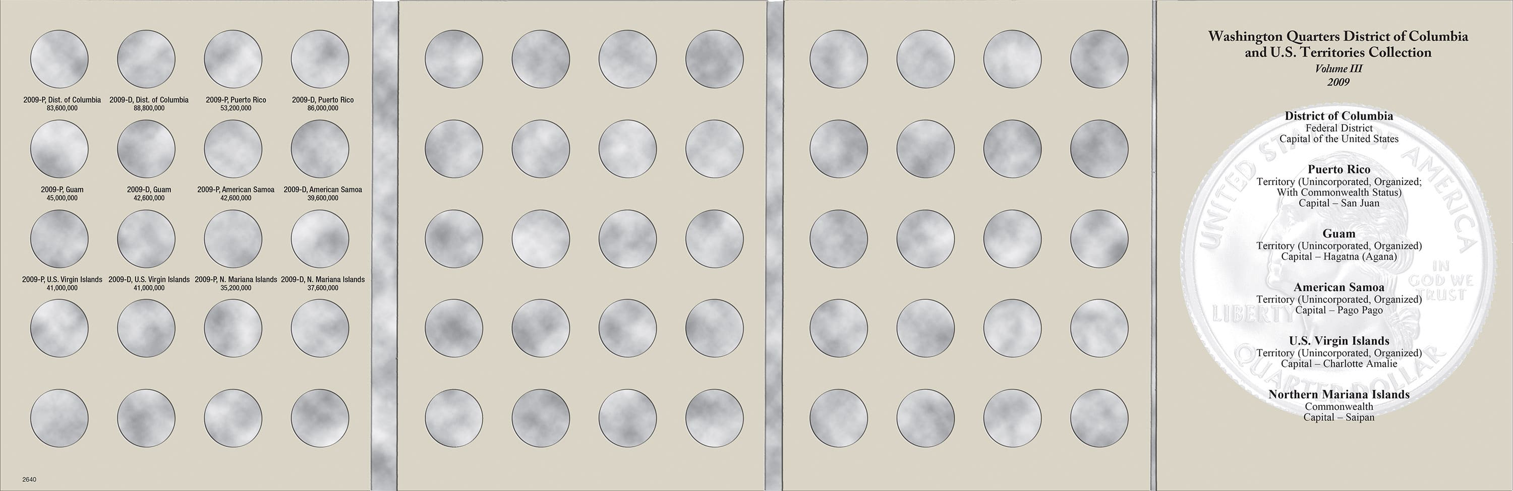 H.E. Harris® Coin Folder – Washington Quarters D.C. & Territories Collection #3: 2009