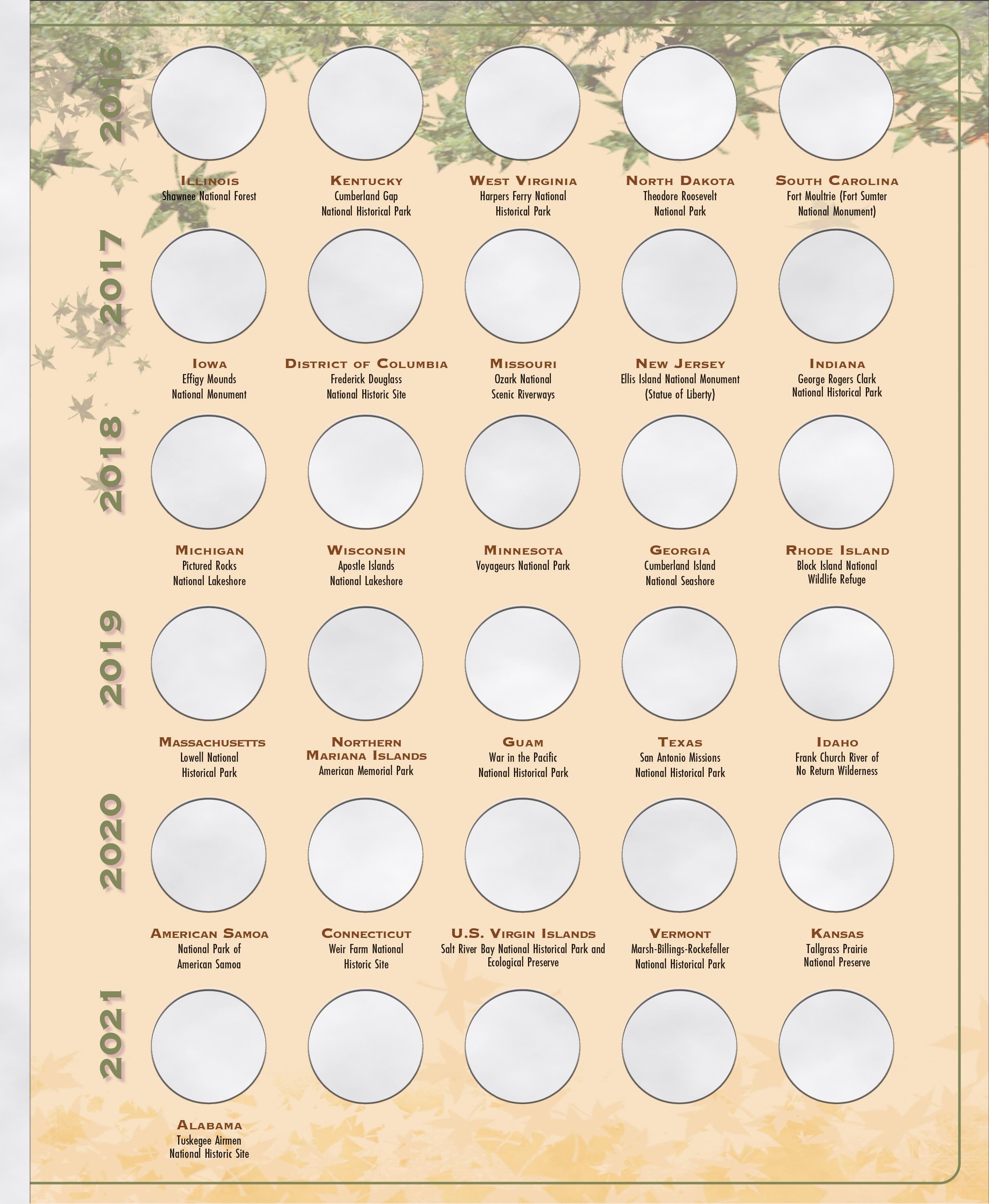 Official Whitman® Collector’s Edition Coin Folder – National Park Quarters: 2010-2021