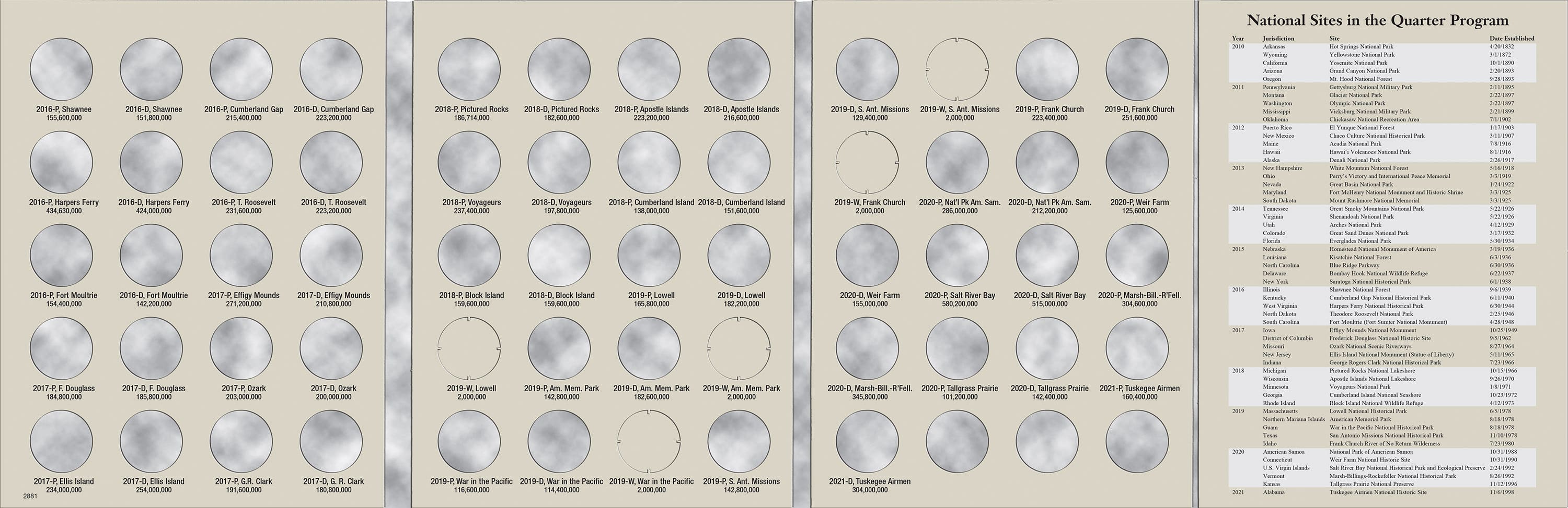 H.E. Harris® Coin Folder – National Park Quarters Collection #2: 2016-2021