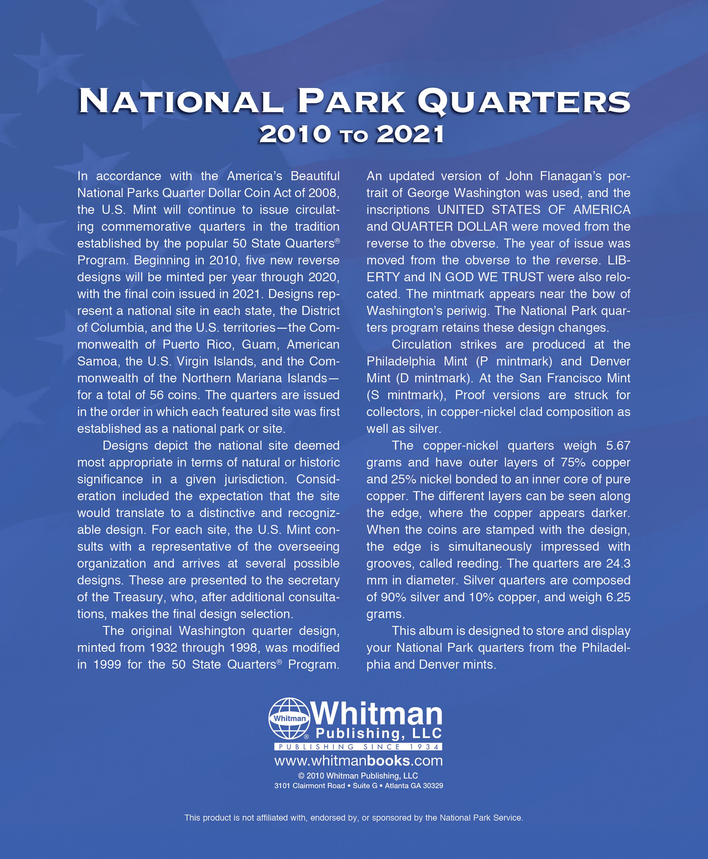Whitman Classic® Collector’s Edition Coin Album – National Park Quarters: 2010-2021 (P & D Mints)