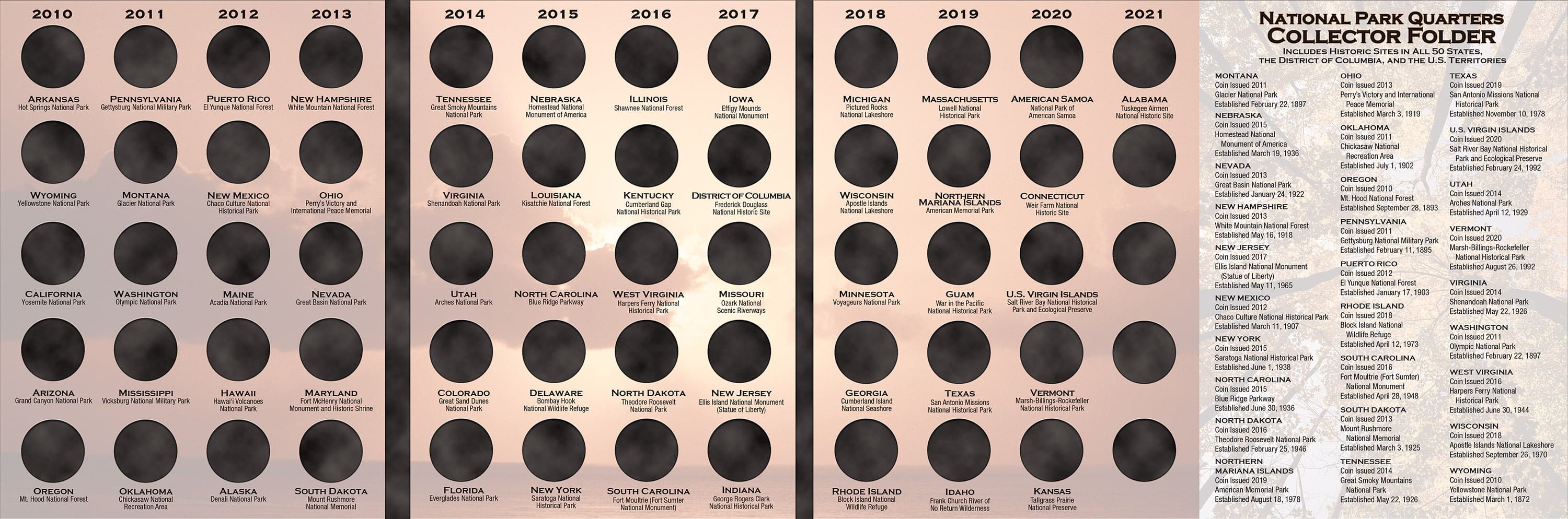 Official Whitman® Coin Folder – National Park Quarters: 2010-2021 (Single Mint)