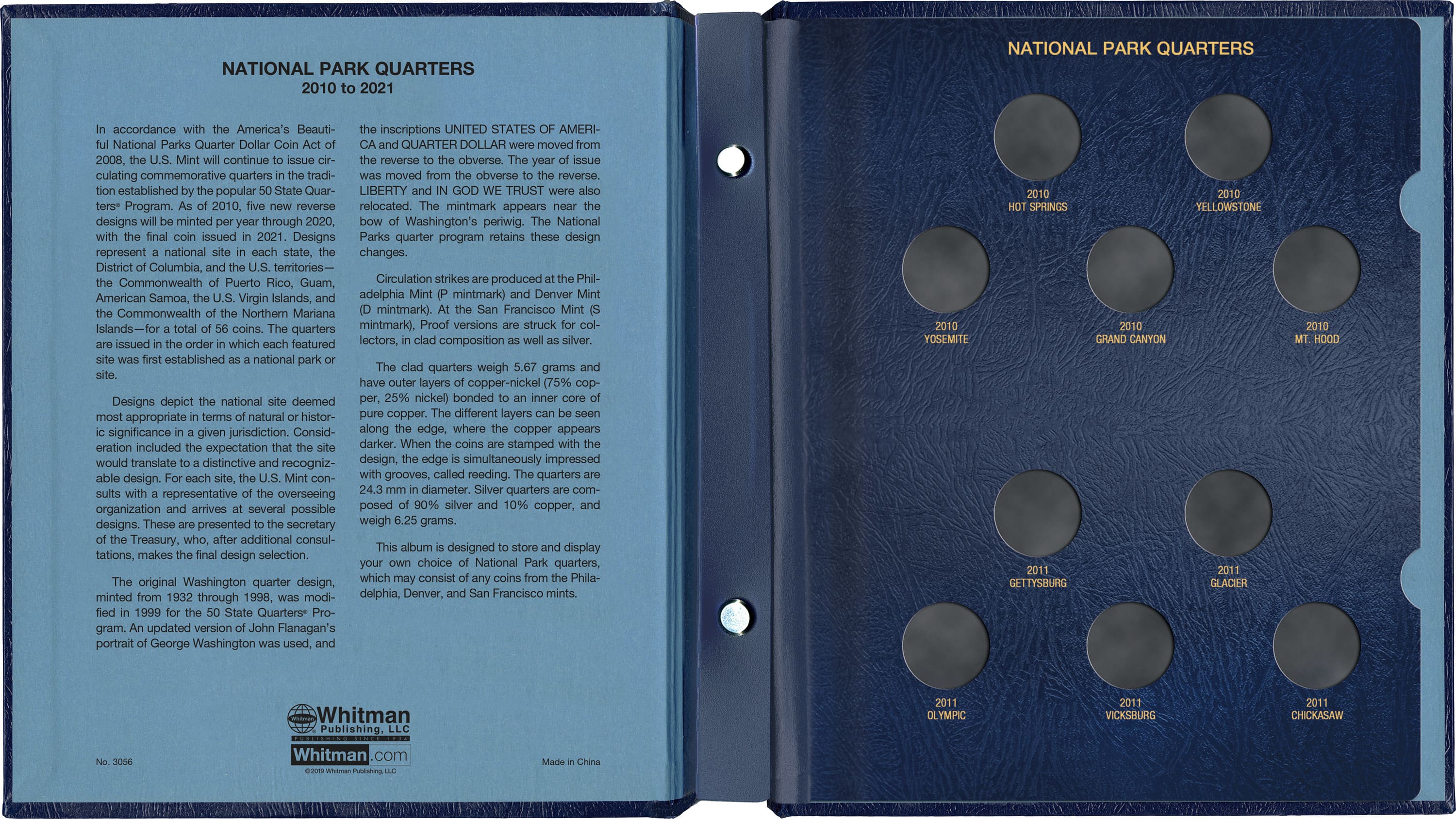 Whitman Classic® Coin Album – National Park Quarters: 2010-2021 (Single Mint)