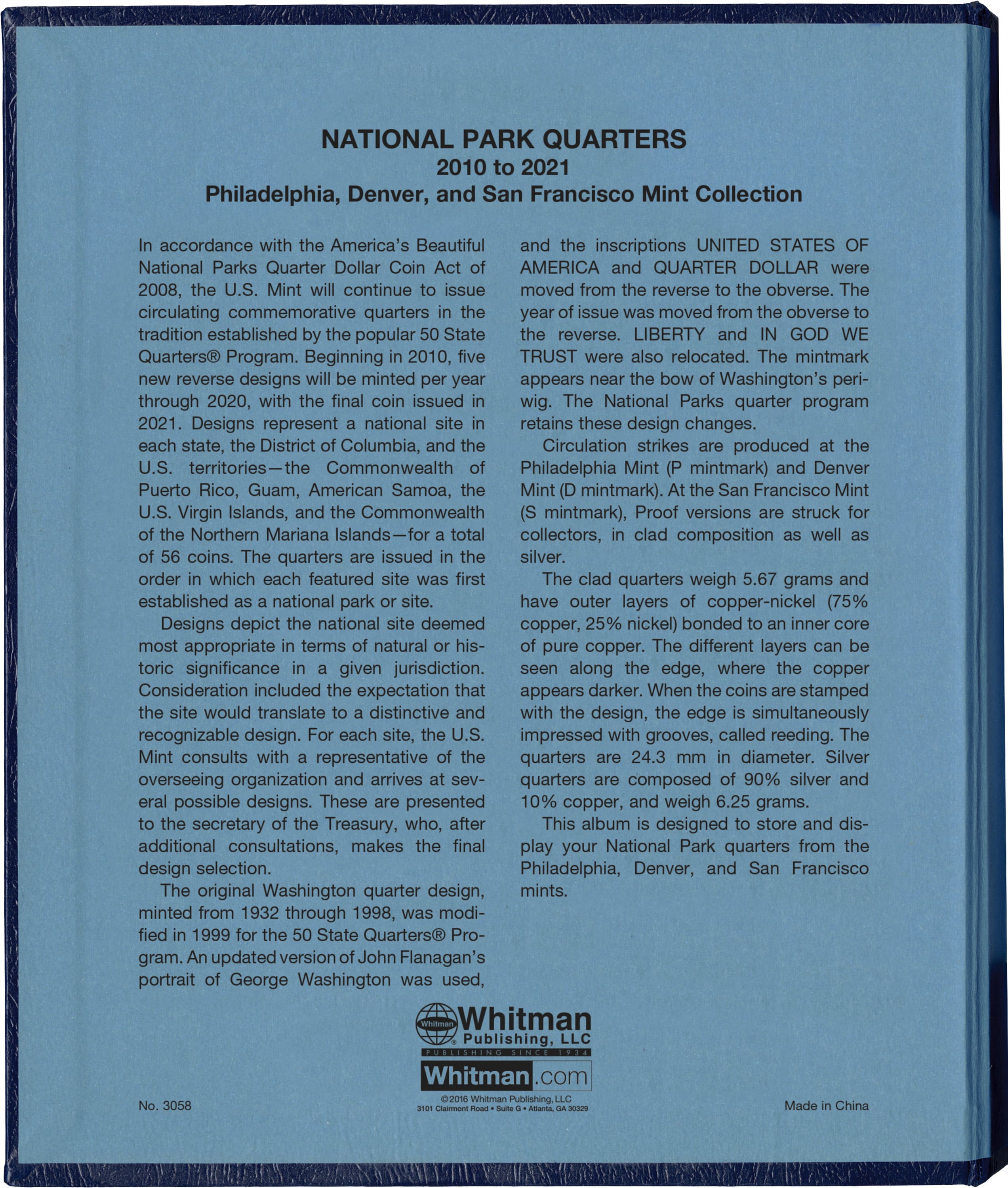 Whitman Classic® Coin Album – National Park Quarters Volume #1: 2010-2015 (P, D, & S Mints)