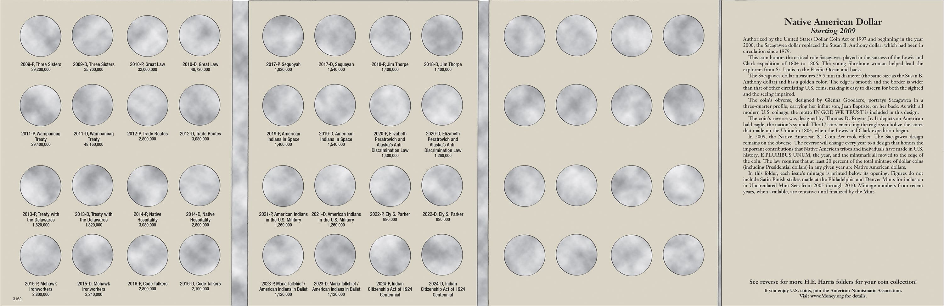 H.E. Harris® Coin Folder – Native American Dollars: Starting 2009