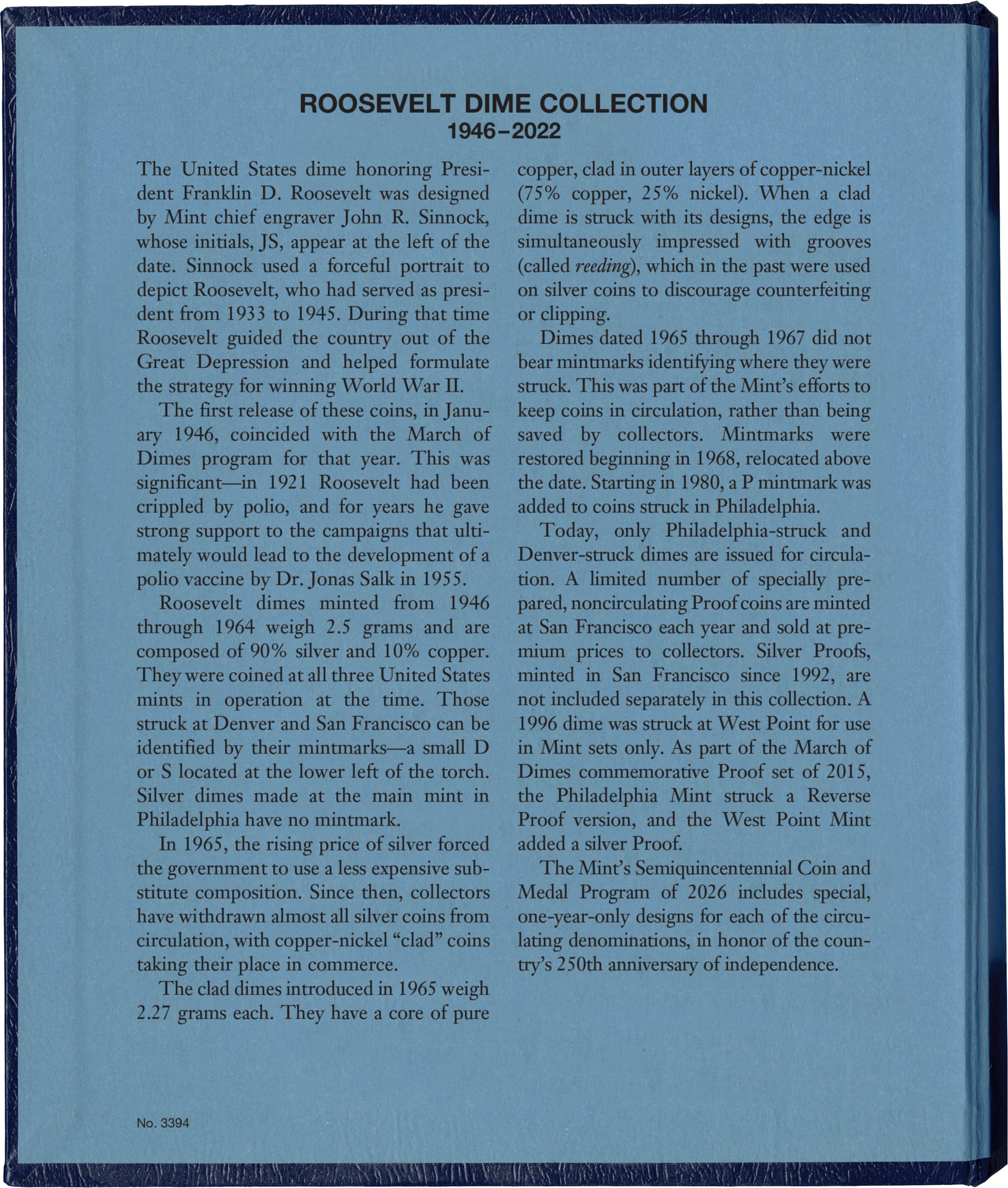 Whitman Classic® Coin Album – Roosevelt Dimes Volume #1: 1946-2022 (P, D, & S Mints)