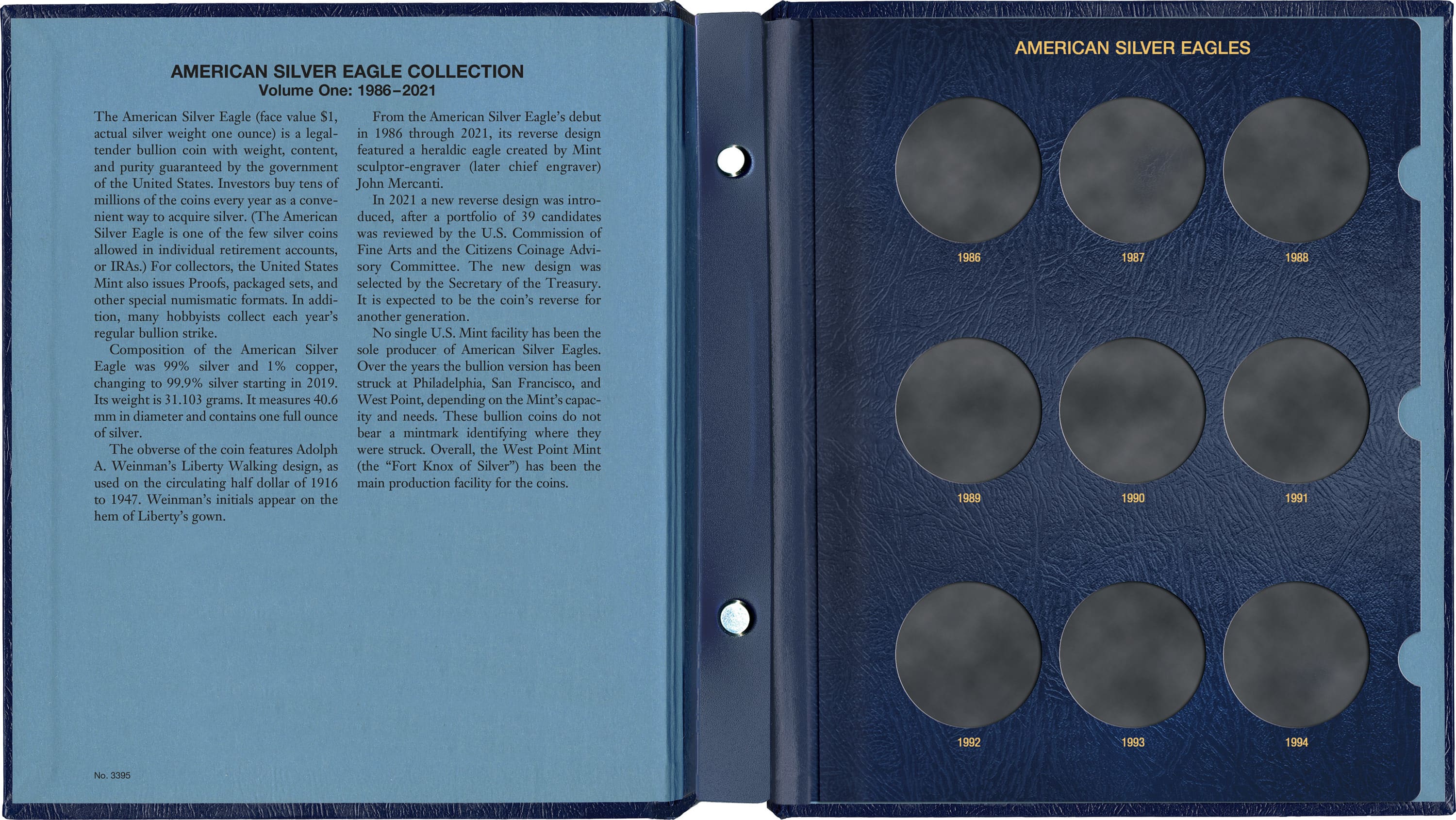 Whitman Classic® Coin Album – American Silver Eagles Variety 1: 1986-2021 (Single Mint)