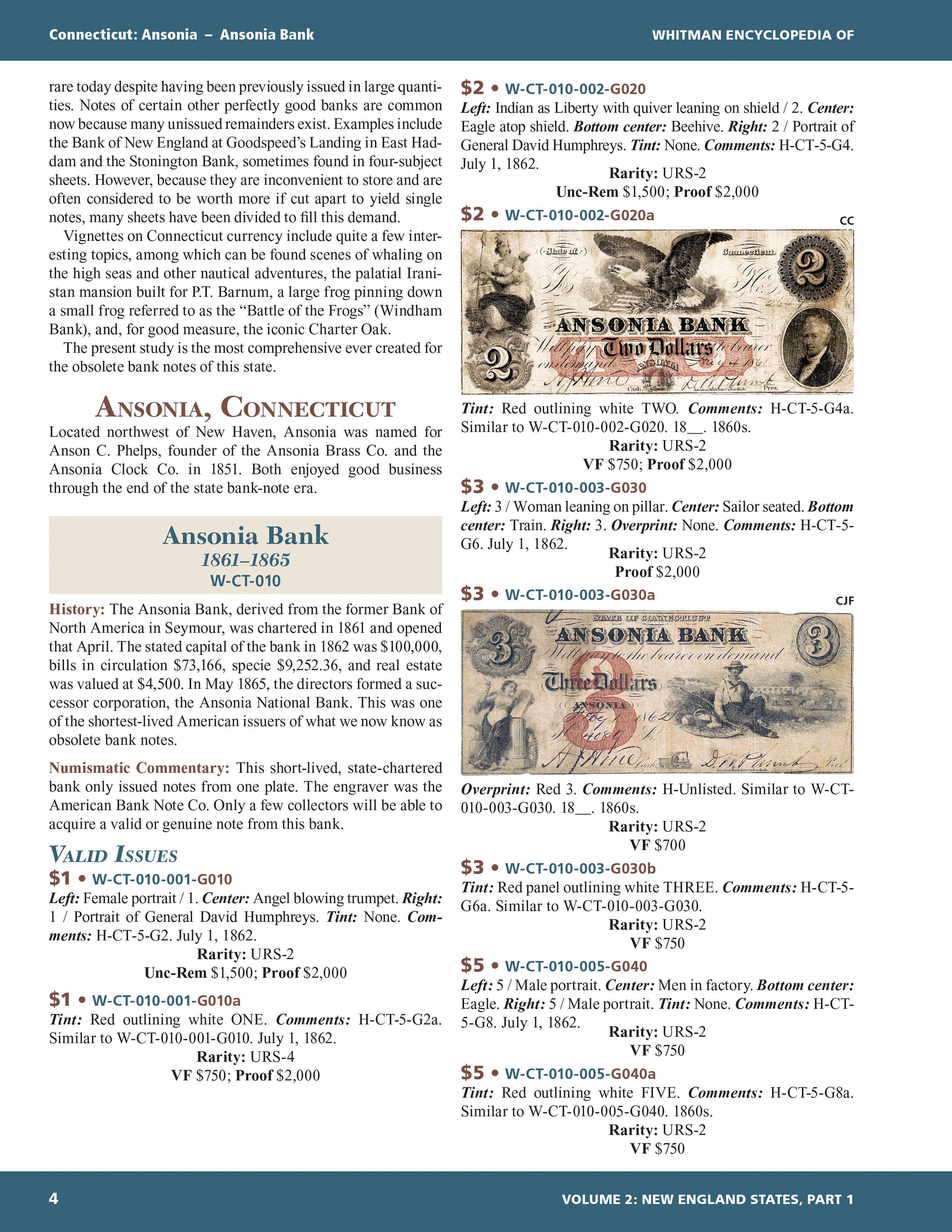 Whitman Encyclopedias: Whitman Encyclopedia of Obsolete Paper Money, Volume 2 – New England, Part 1: Connecticut, Maine, New Hampshire