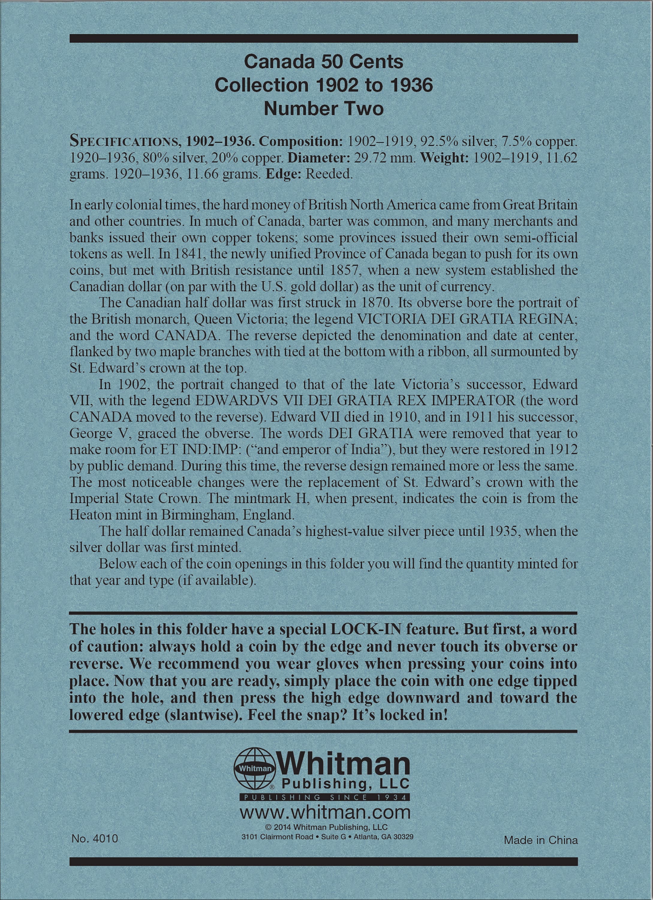 Official Whitman® Coin Folder – Canada Half Dollars (50 Cents) #2: 1902-1936