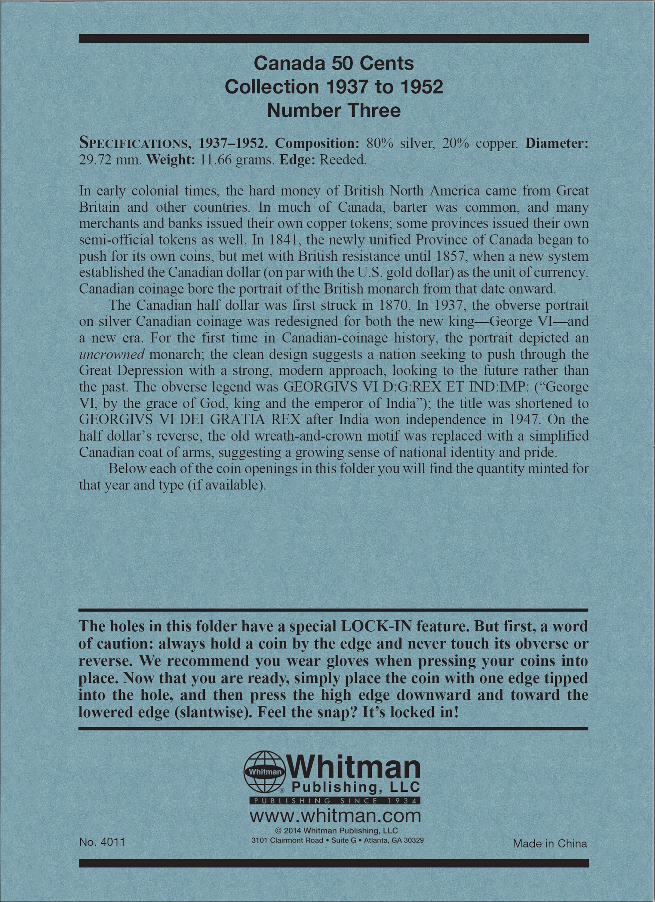 Official Whitman® Coin Folder – Canada Half Dollars (50 Cents) Collection #3: 1937-1952