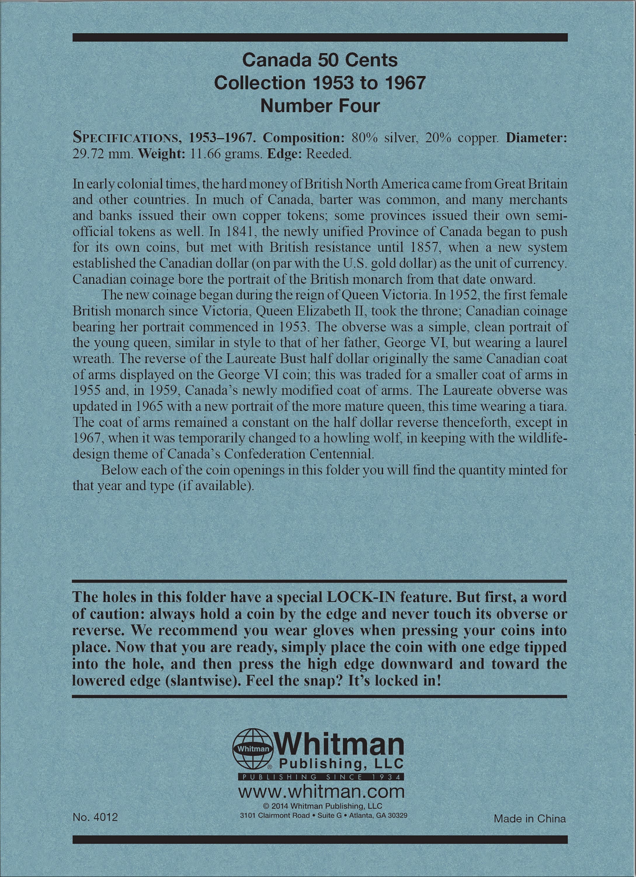Official Whitman® Coin Folder – Canada Half Dollars (50 Cents) Collection #4: 1953-1967