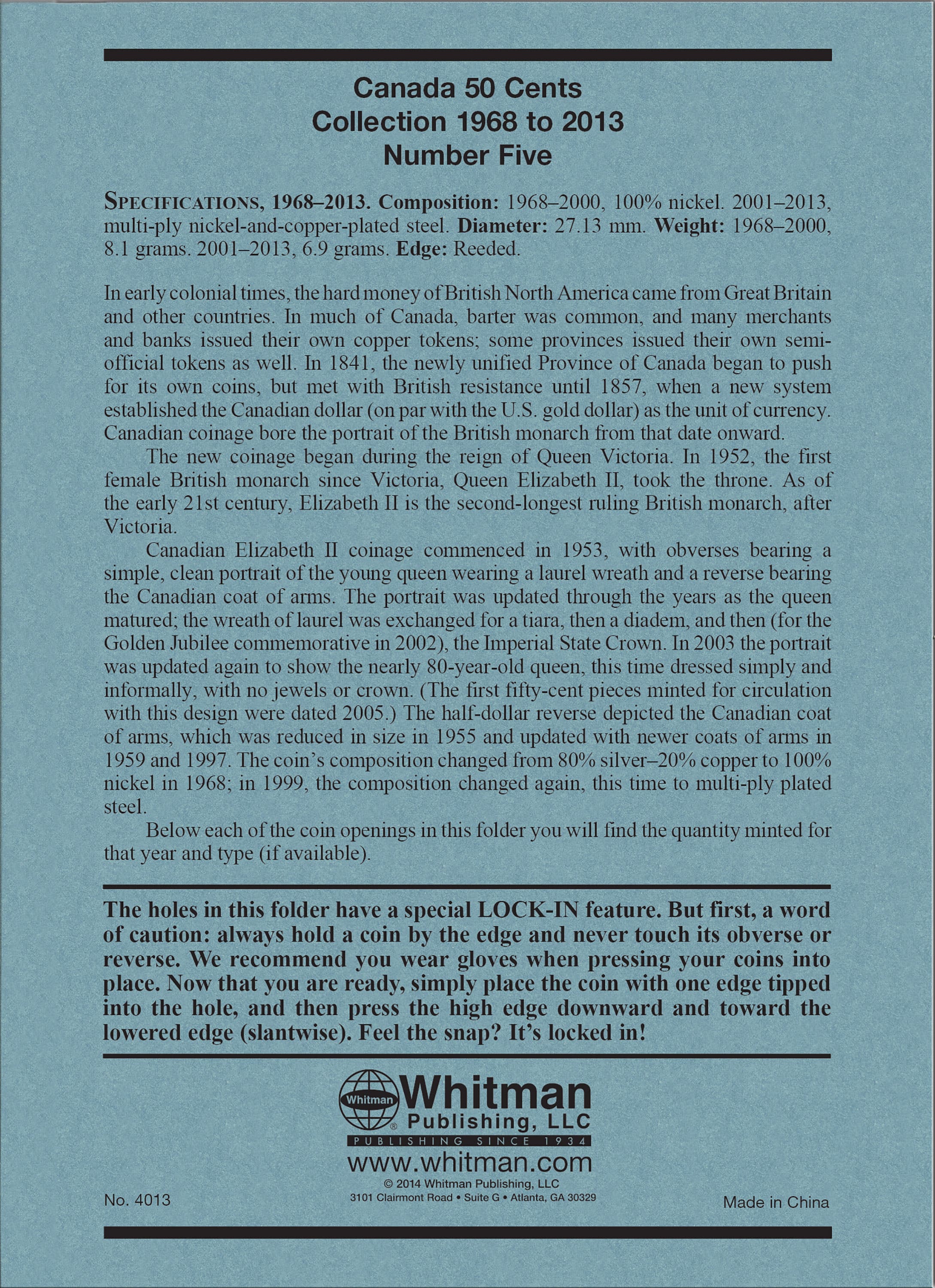 Official Whitman® Coin Folder – Canada Half Dollars (50 Cents) Collection #5: 1968-2014