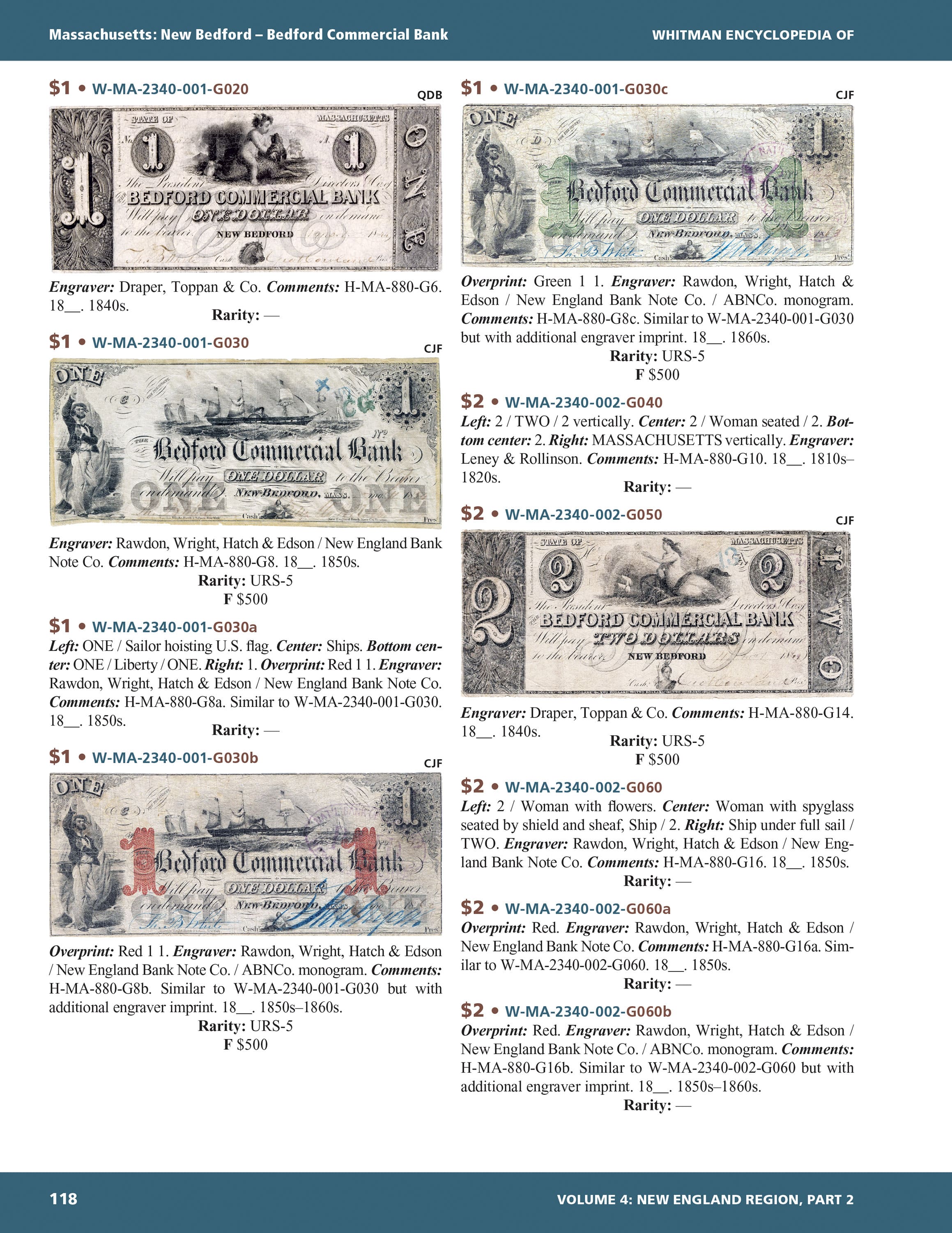 Whitman Encyclopedias: Whitman Encyclopedia of Obsolete Paper Money Volume 4 – New England, Part 2, Book 2 – Massachusetts cont’d