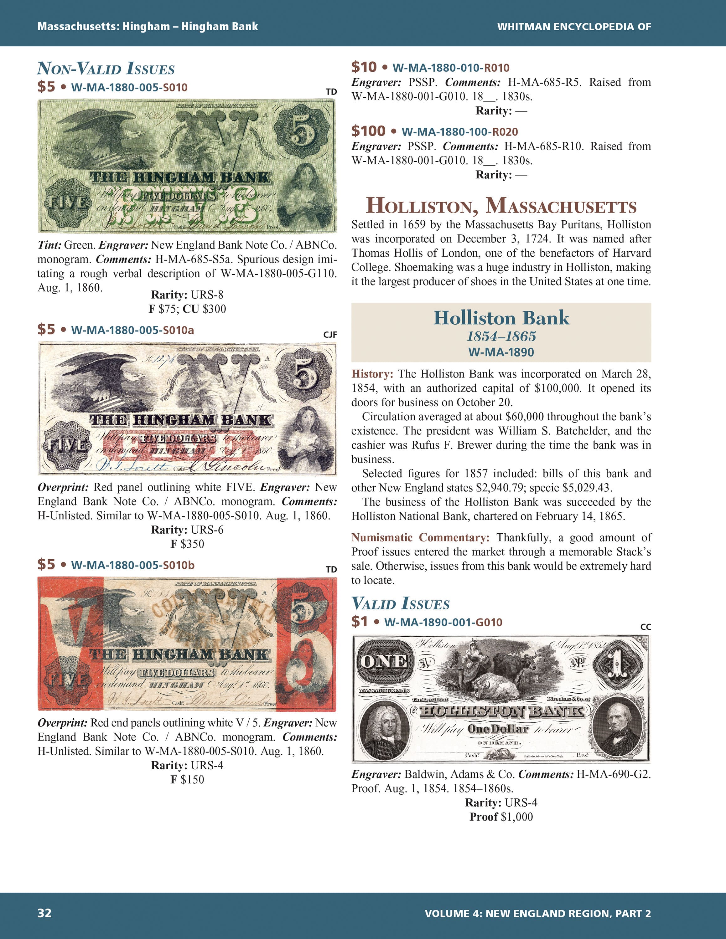 Whitman Encyclopedias: Whitman Encyclopedia of Obsolete Paper Money Volume 4 – New England, Part 2, Book 2 – Massachusetts cont’d