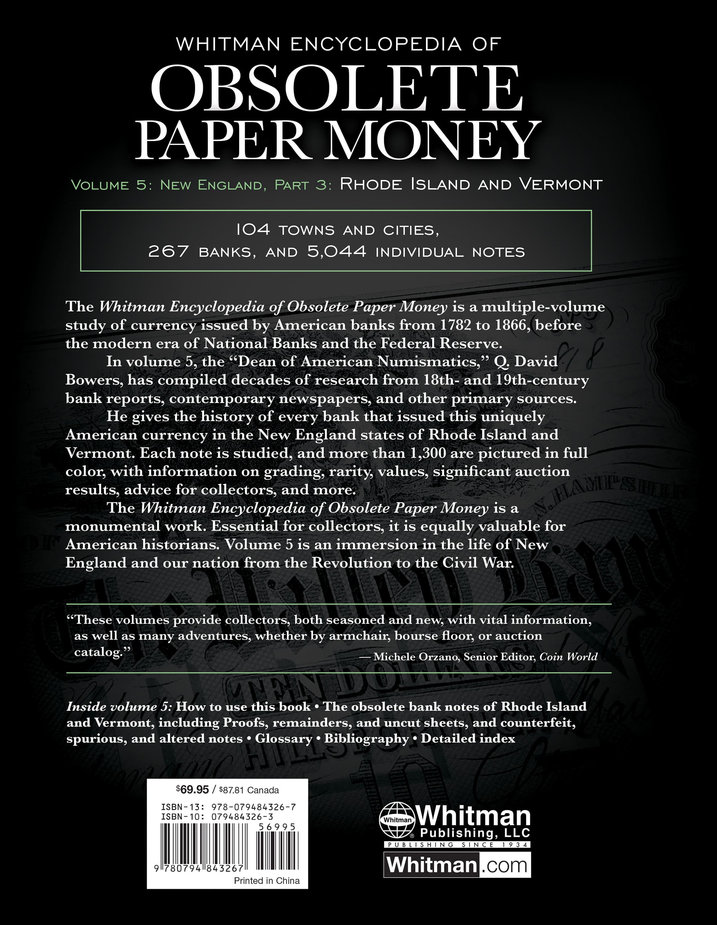 Whitman Encyclopedias: Whitman Encyclopedia of Obsolete Paper Money Volume 5 – New England, Part 3 – Rhode Island and Vermont