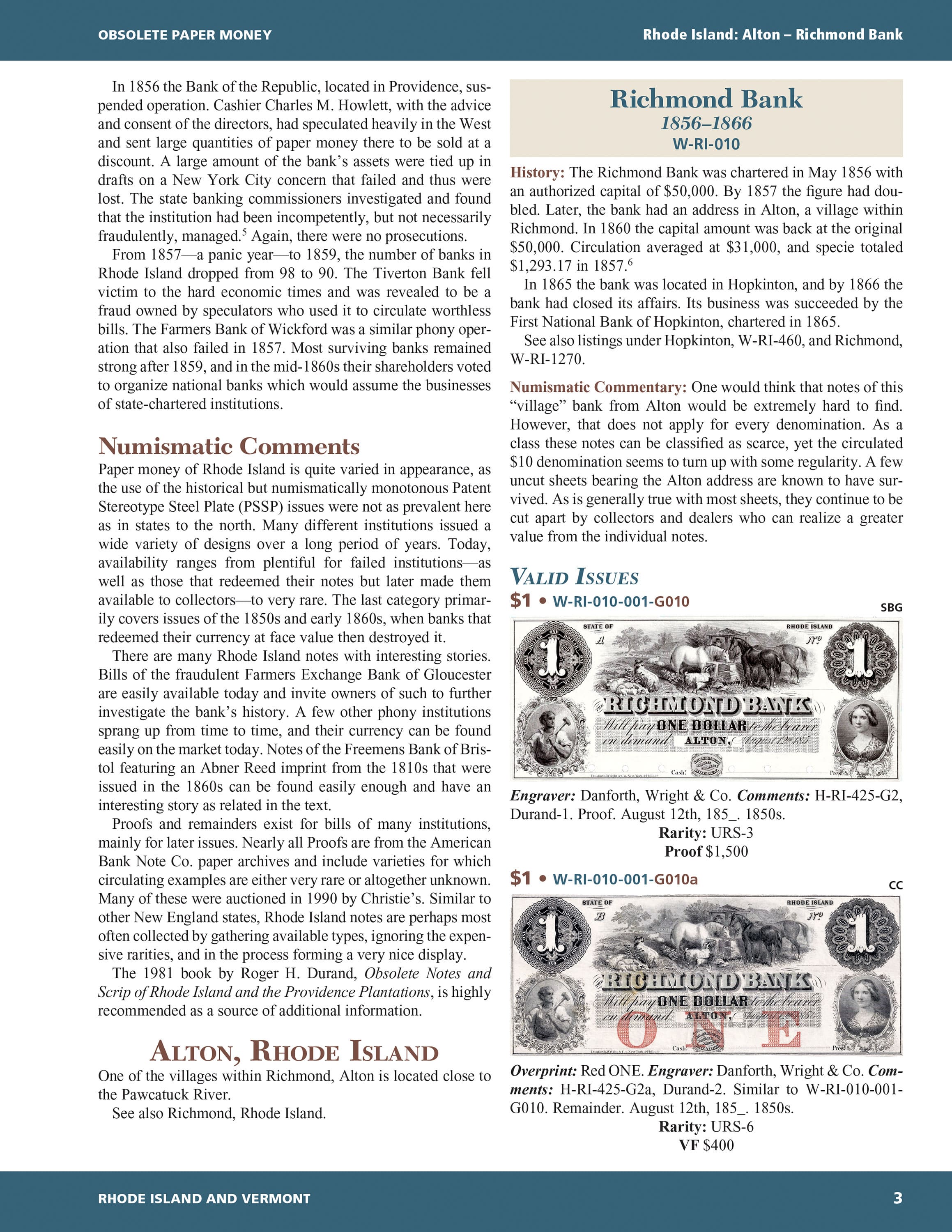 Whitman Encyclopedias: Whitman Encyclopedia of Obsolete Paper Money Volume 5 – New England, Part 3 – Rhode Island and Vermont