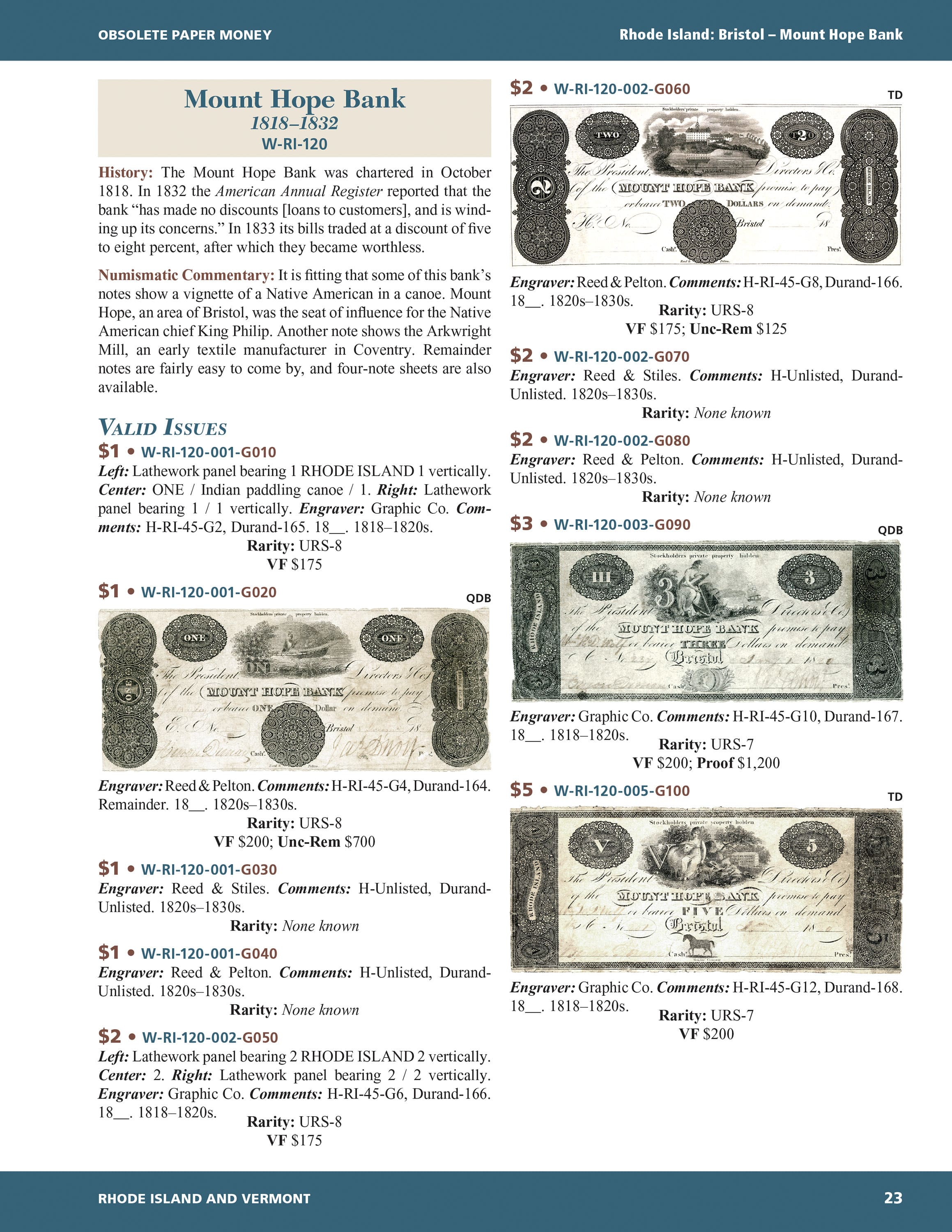 Whitman Encyclopedias: Whitman Encyclopedia of Obsolete Paper Money Volume 5 – New England, Part 3 – Rhode Island and Vermont